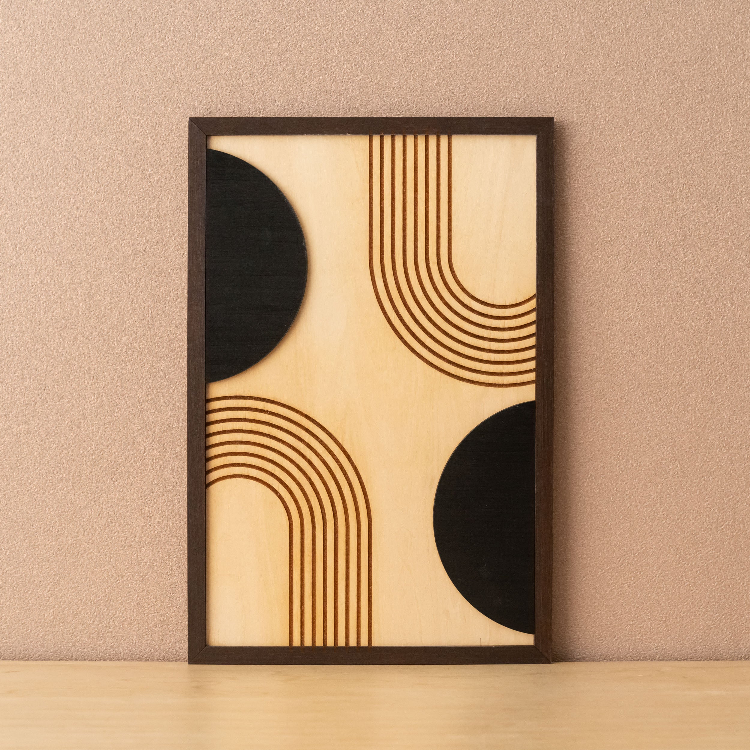 Arte de pared de madera con sol y luna para una decoración bohemia celestial