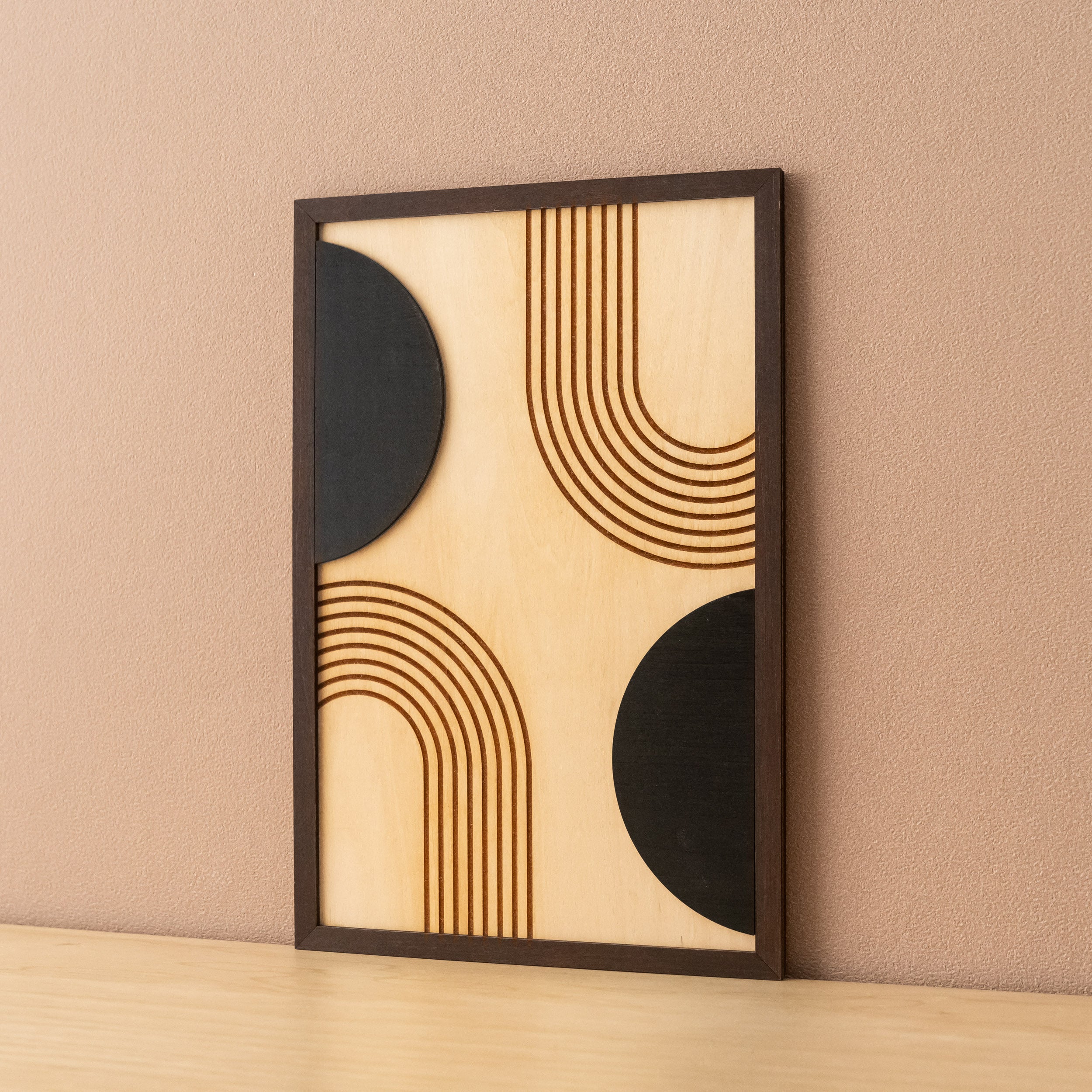 Arte de pared de madera con sol y luna para una decoración bohemia celestial