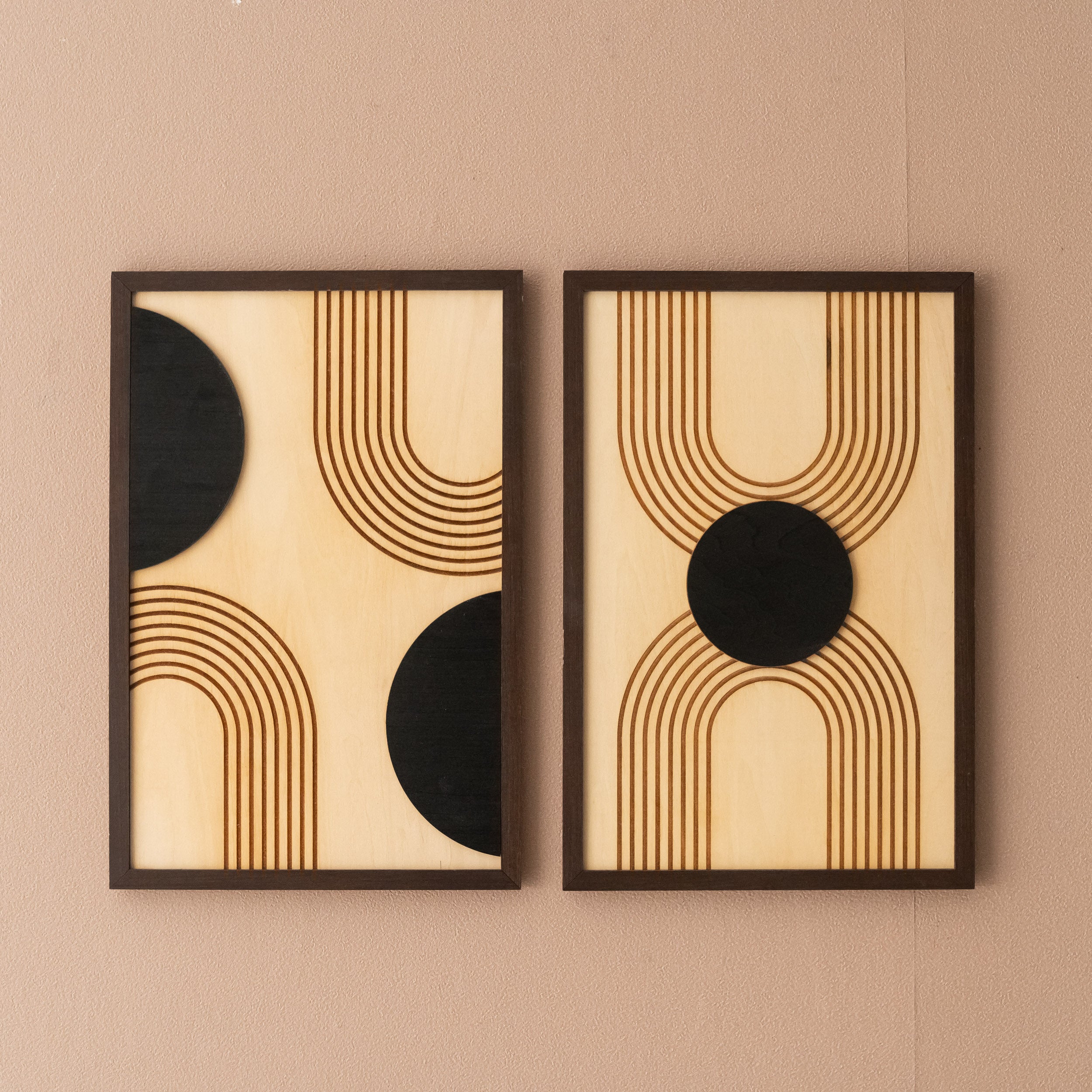 Arte de pared de madera con sol y luna para una decoración bohemia celestial