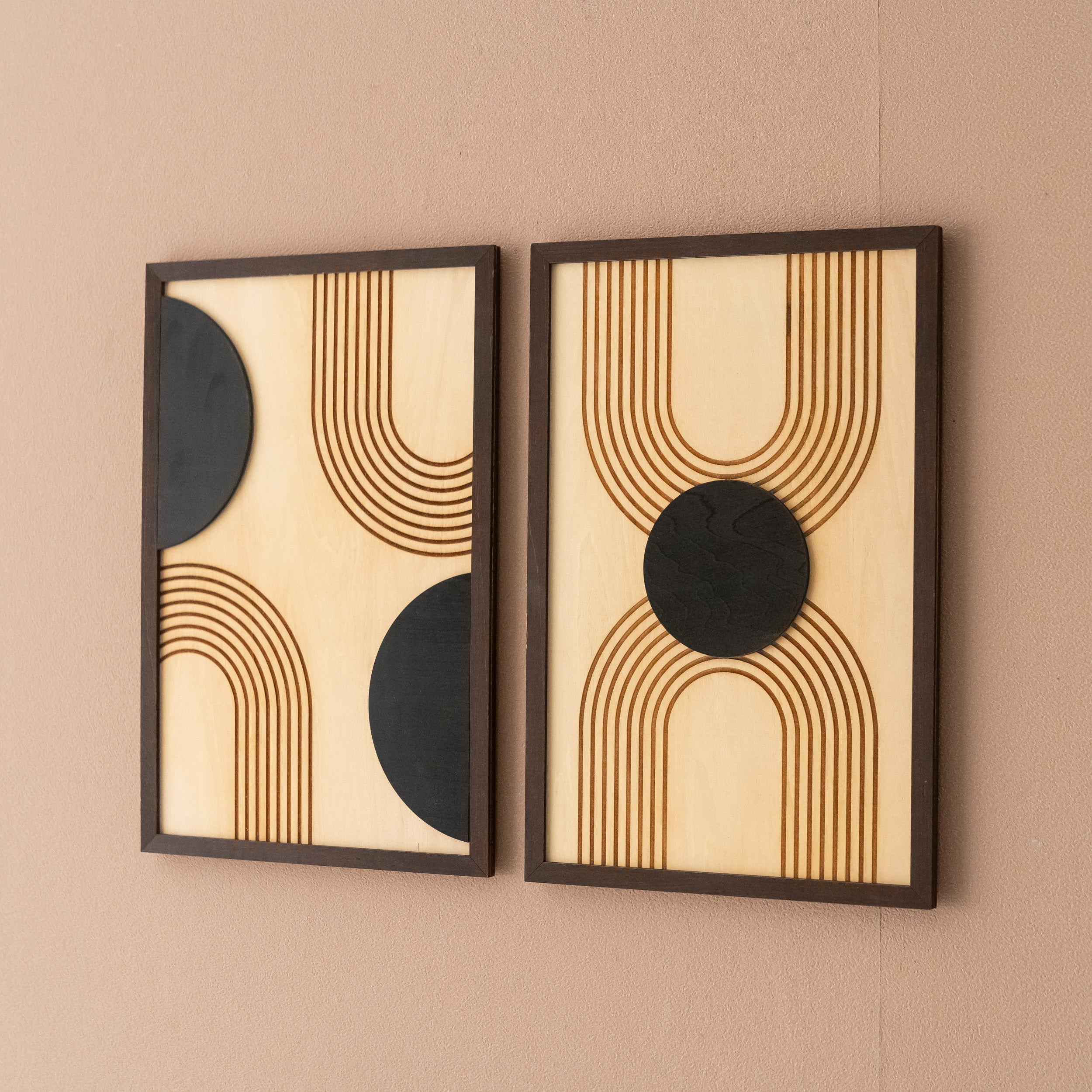 Arte de pared de madera con sol y luna para una decoración bohemia celestial