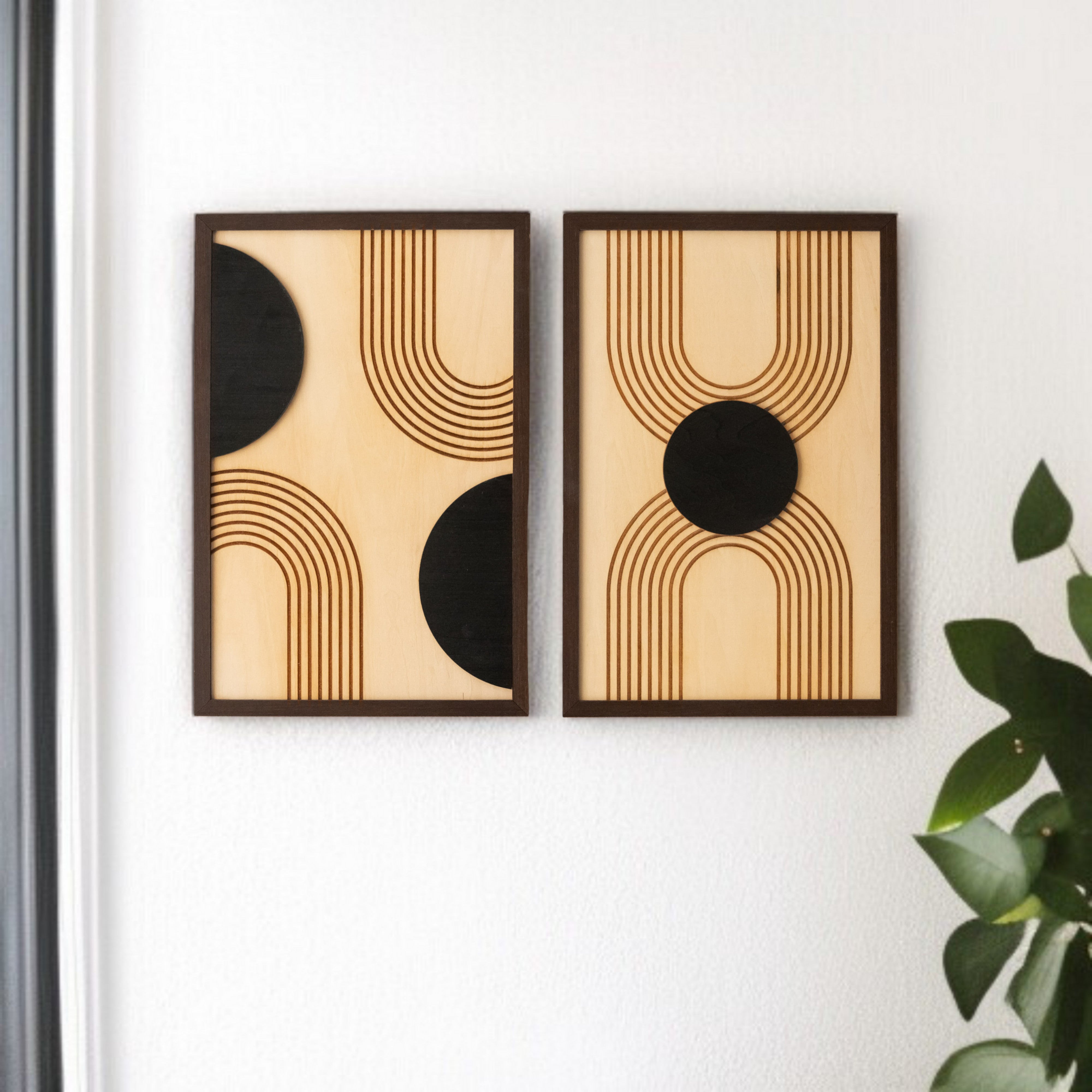 Arte de pared de madera con sol y luna para una decoración bohemia celestial