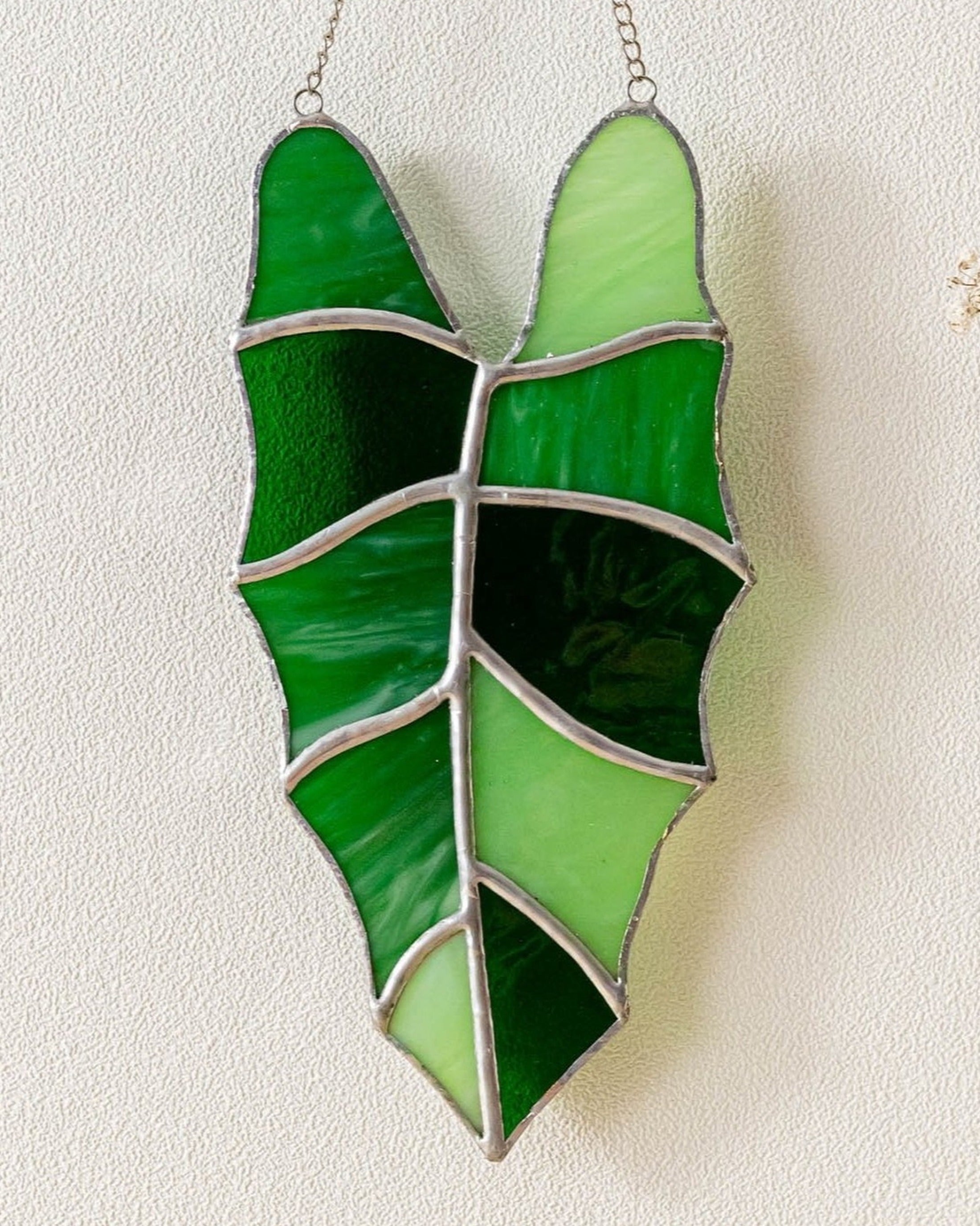 Leaf Stained Glass, Boho wall hanging and glass art F37