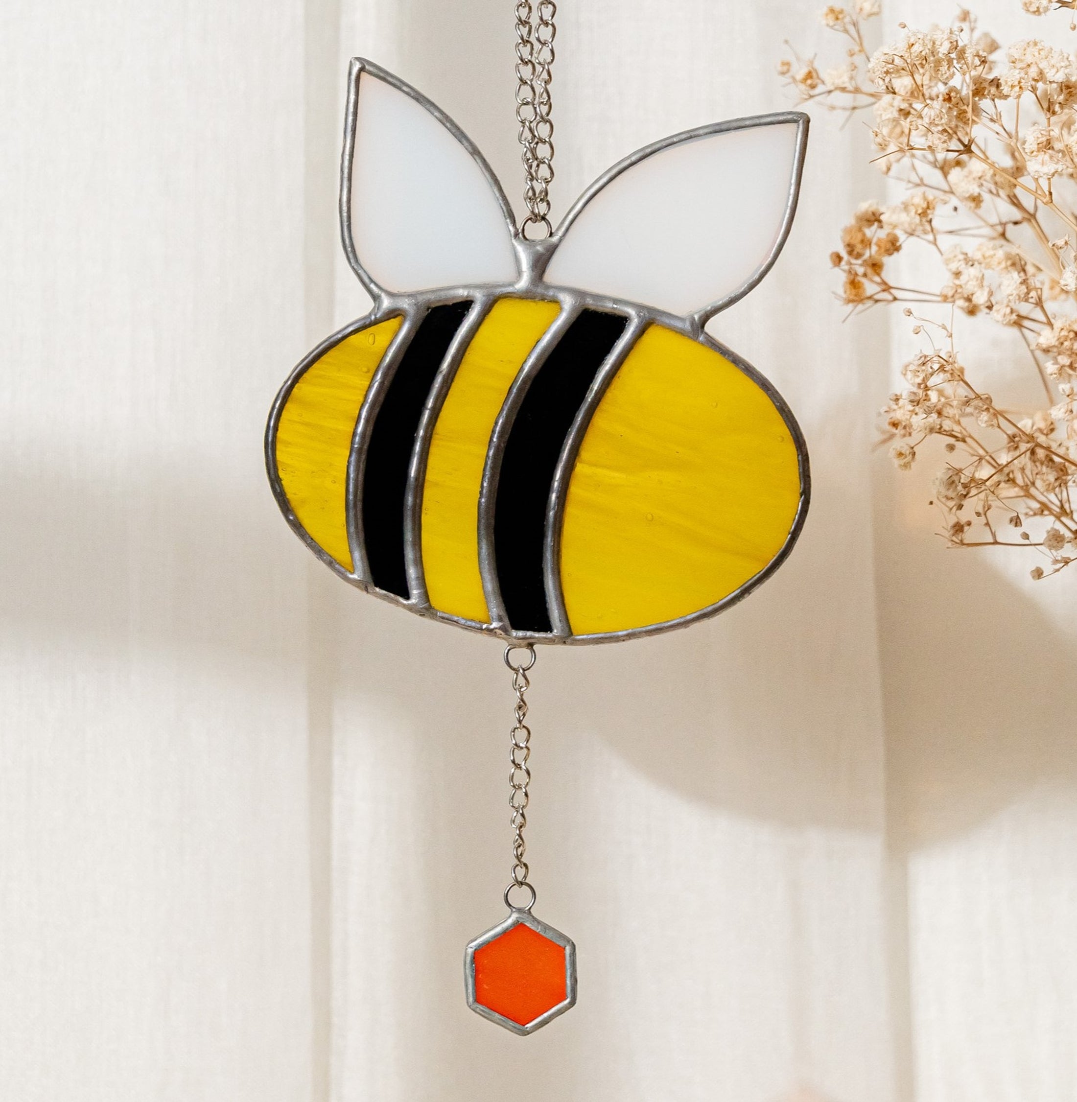 Bee Stained Glass Suncatcher, Artistic glass suncatcher F07