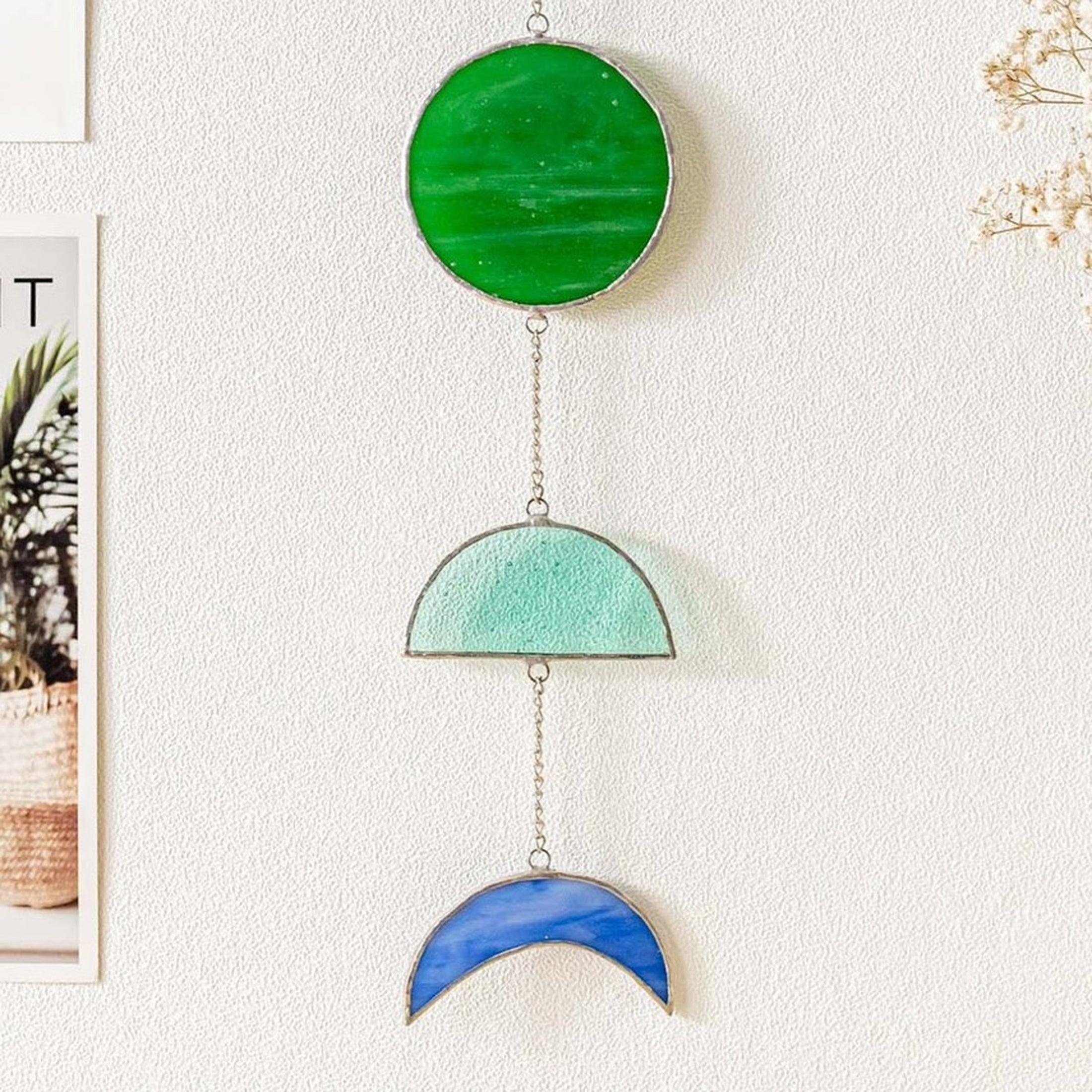 Stained Glass Moon Phase Hanging decor and Wall hanging F12