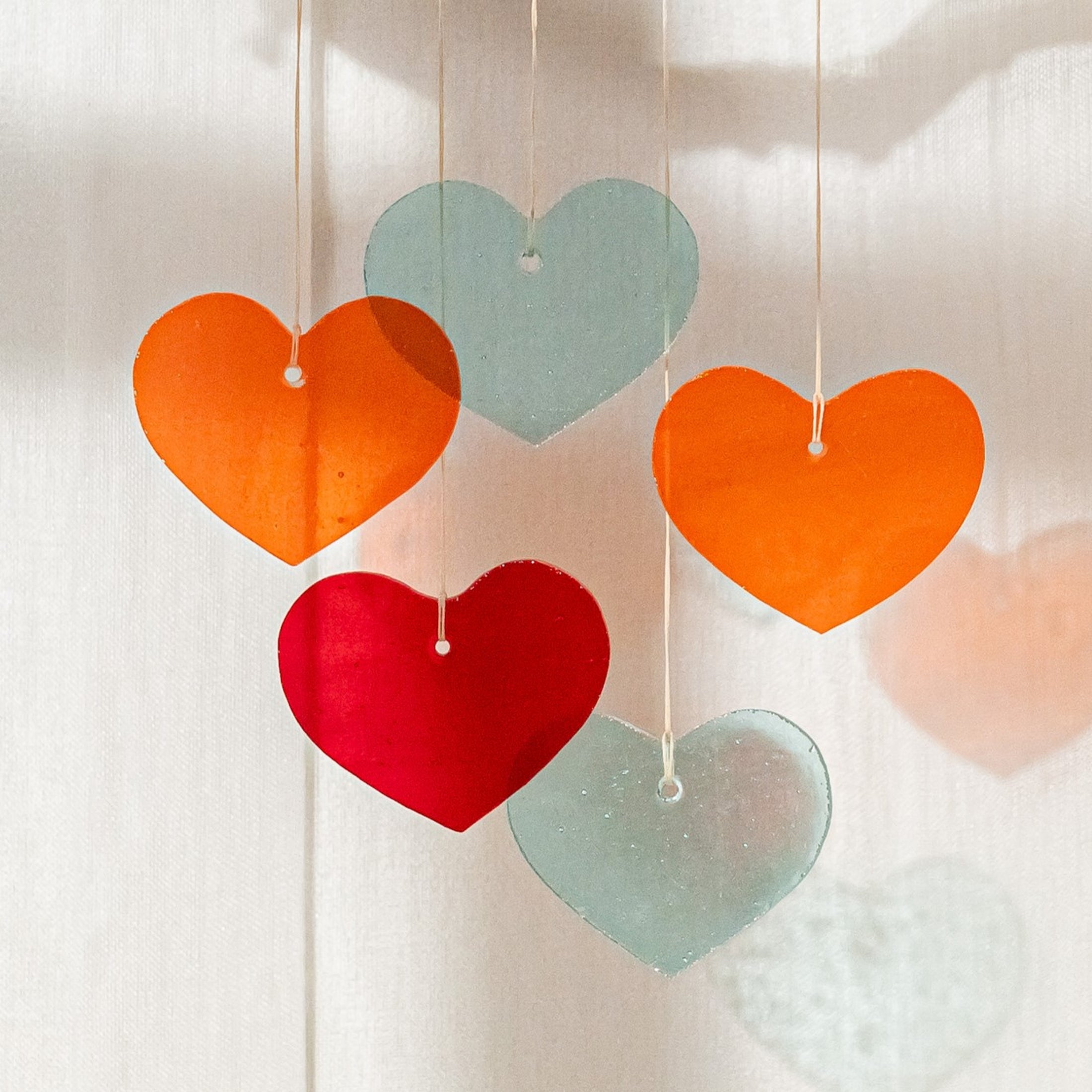 Heart Stained Glass Suncatcher Glass for Home Decoration Q09