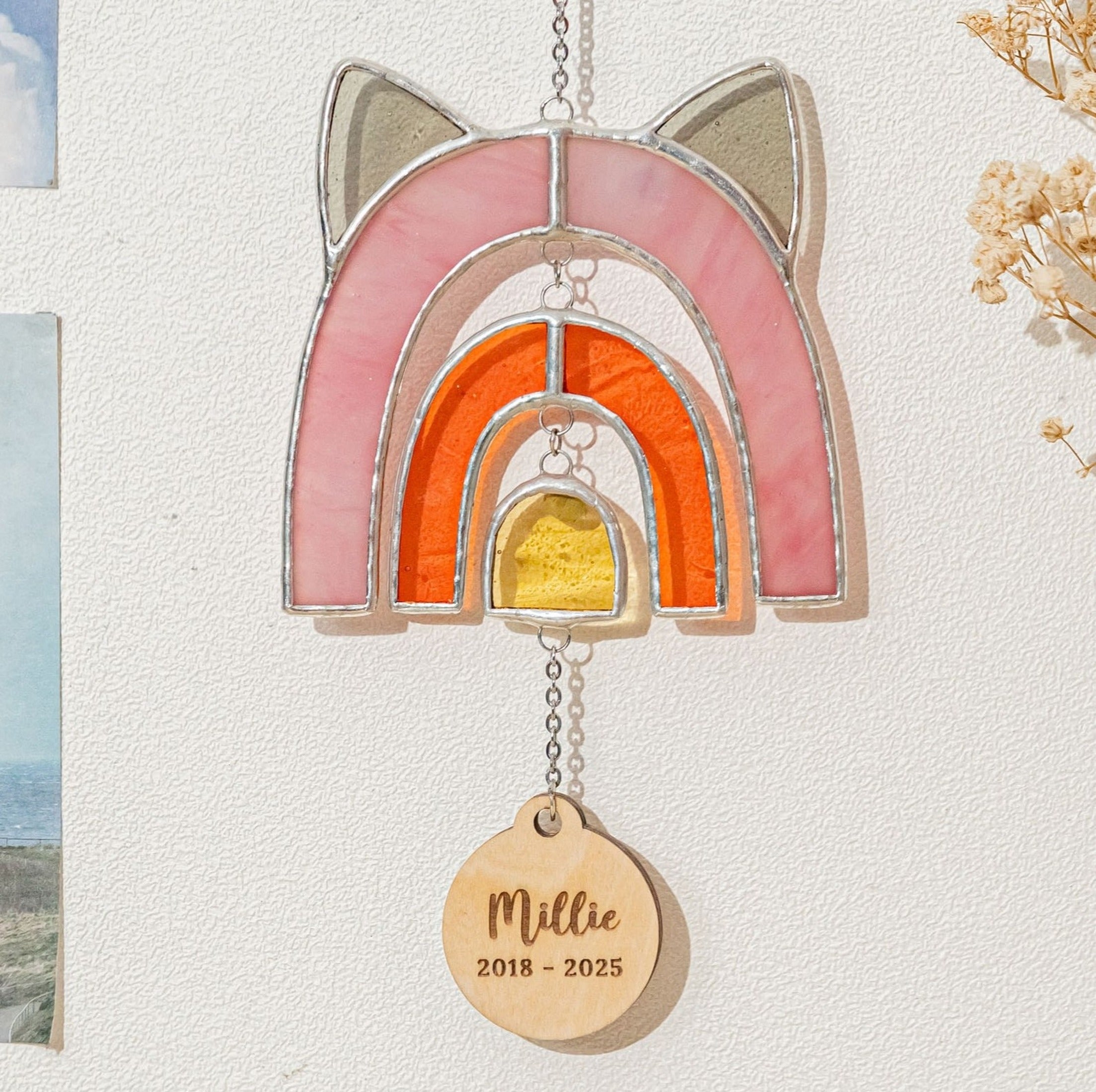 Stained Glass Pet Memorial Suncatcher, Rainbow suncatchers Q17