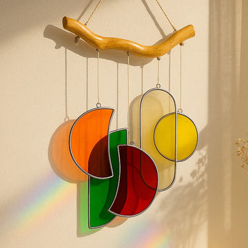 Stained Glass Wind Chime Decor, Boho style home and art F88