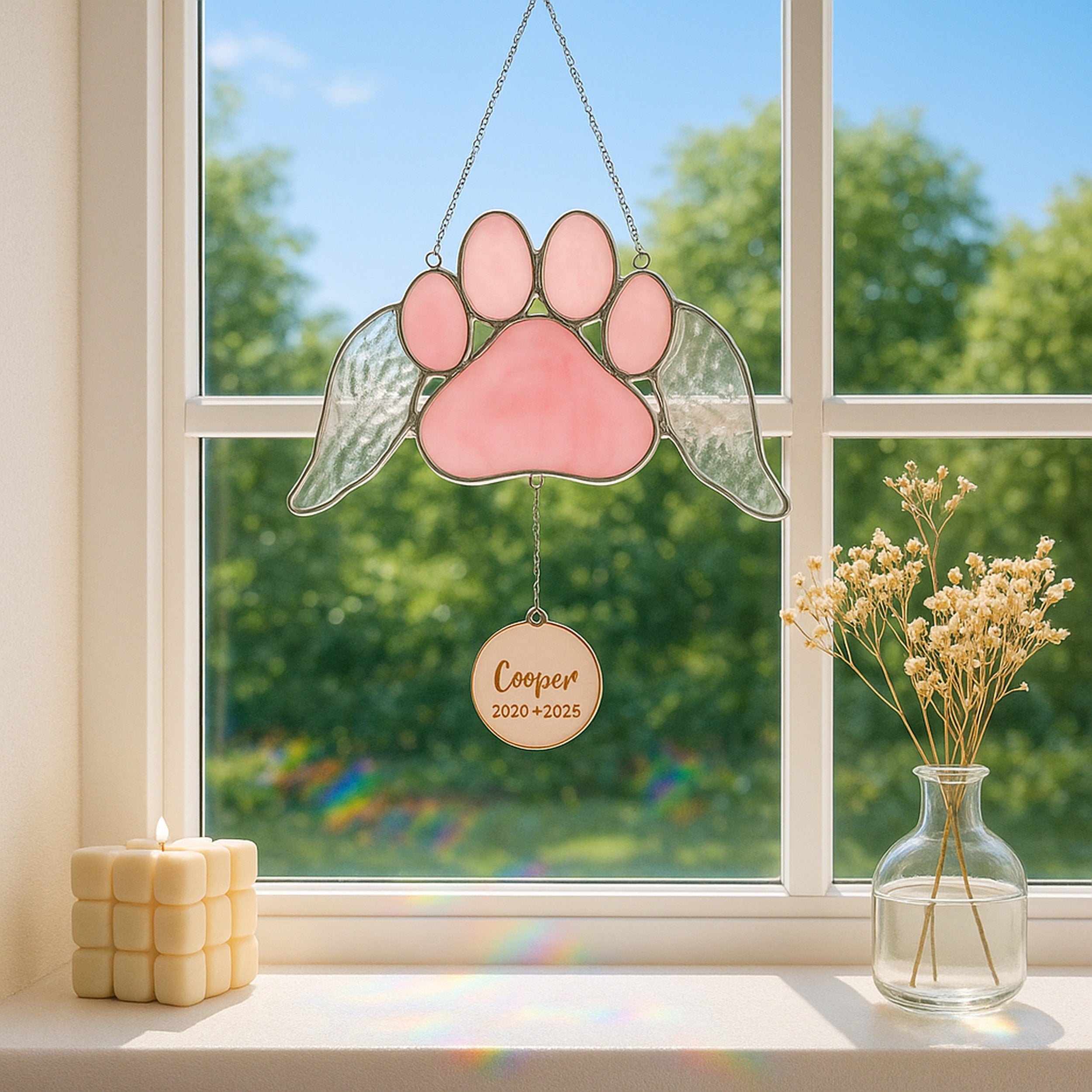 Stained Glass Pet Memorial Suncatcher for Custom ornaments Q18