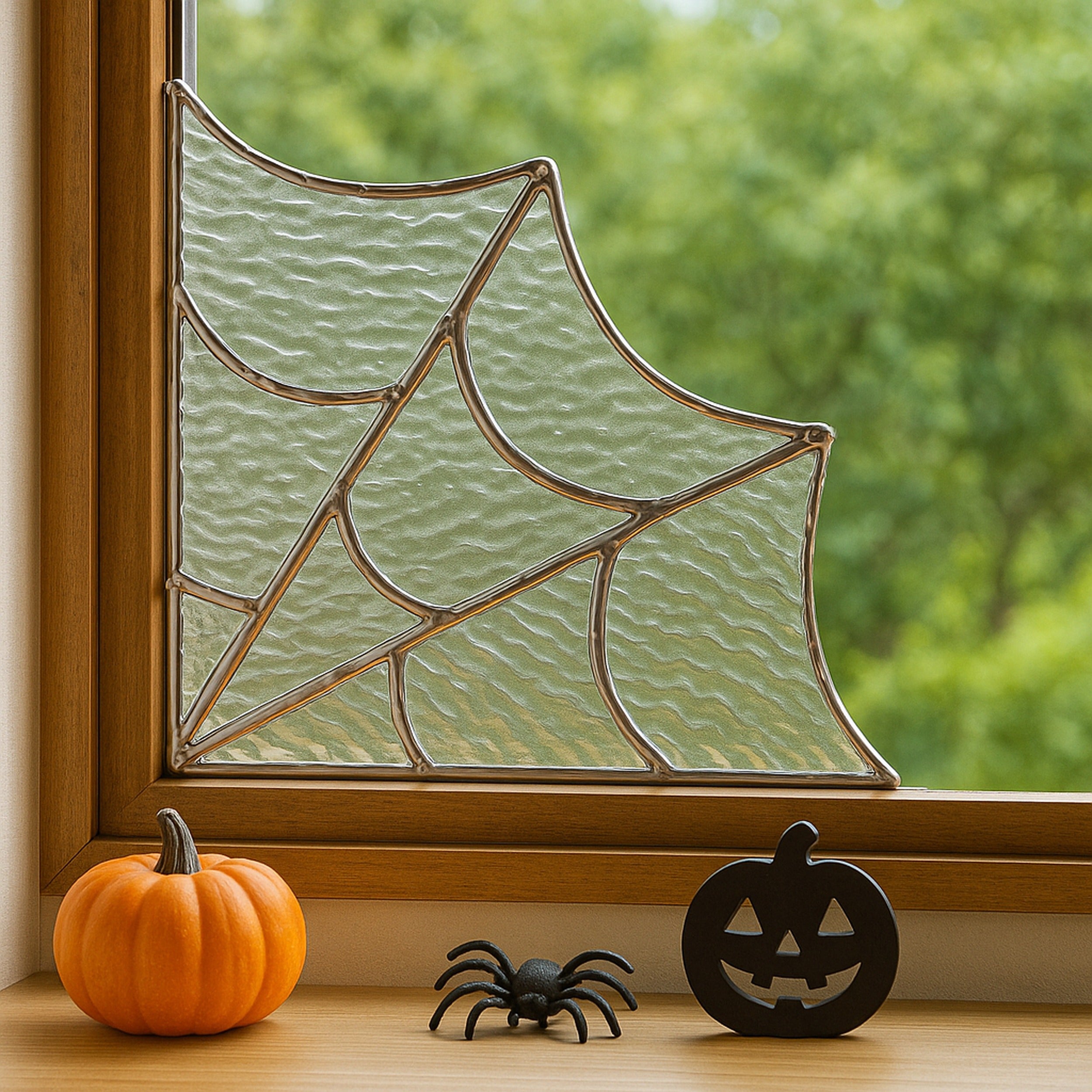 Halloween Stained Glass Web Spider Decor, Whimsical window decor Q16