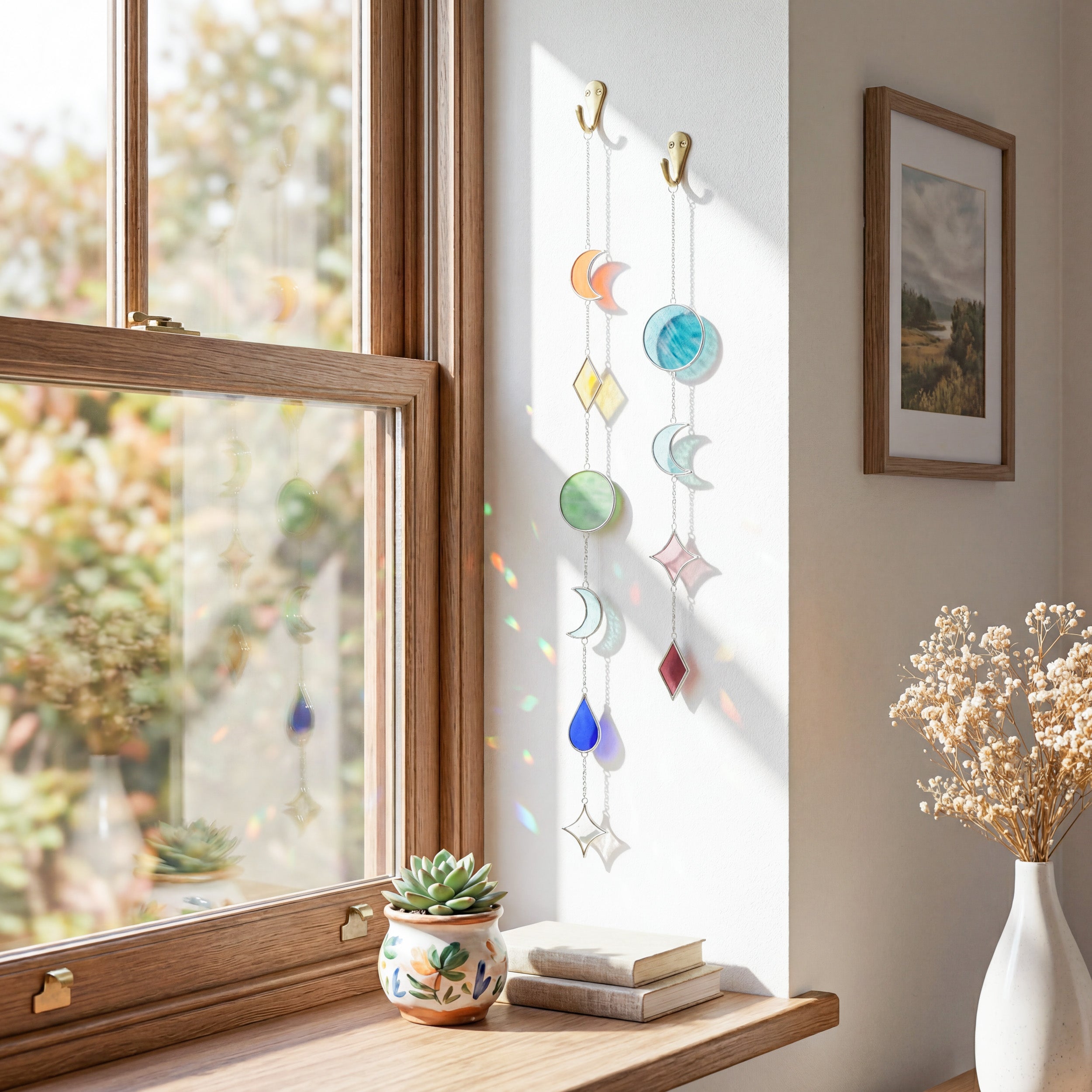 Stained Glass Garland Suncatcher for Glass wall decor, art Q21