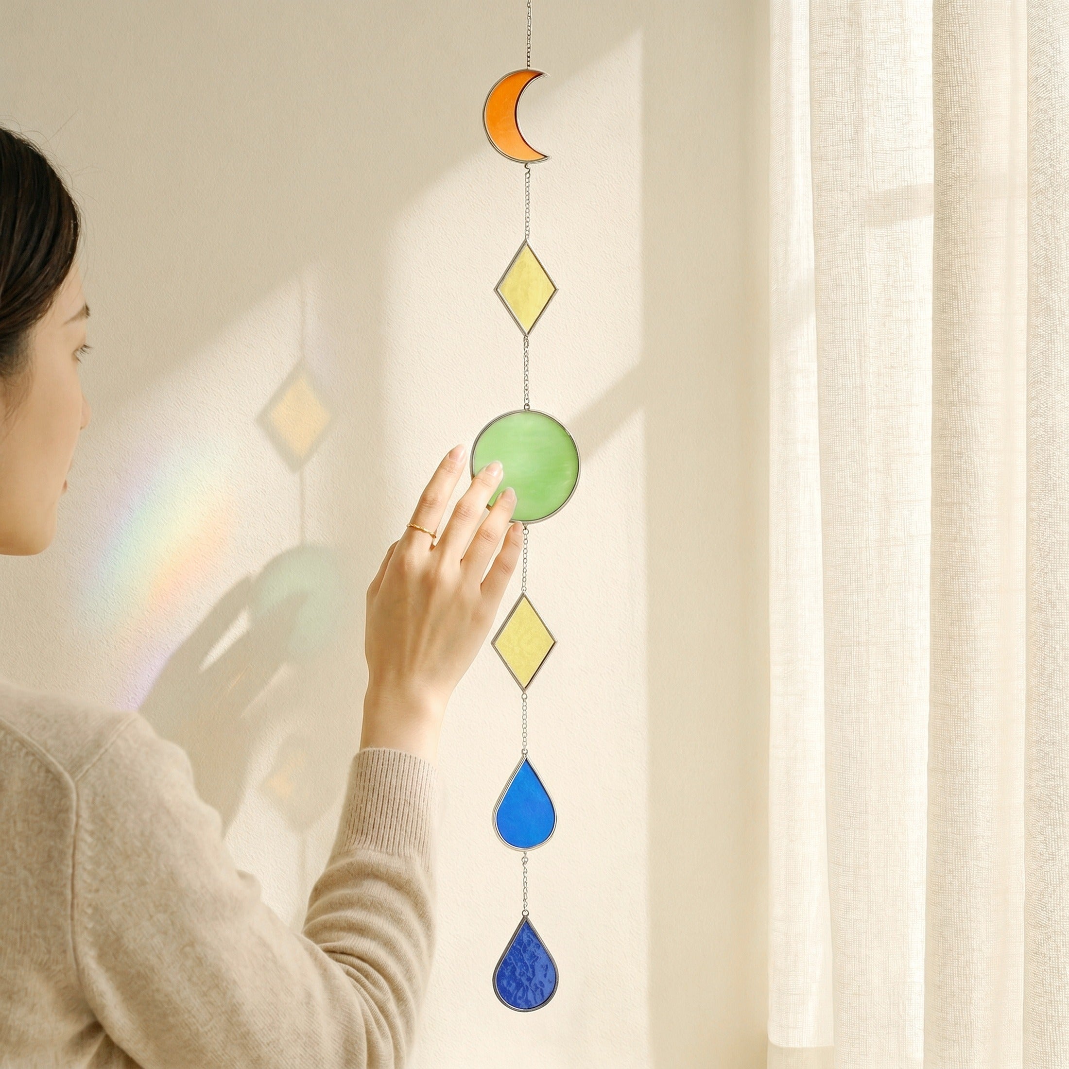 Stained Glass Garland Suncatcher for Glass wall decor, art Q21