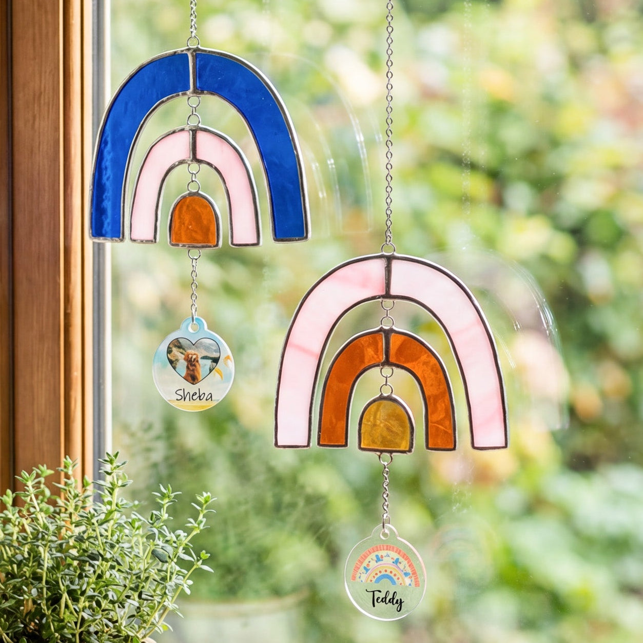 Personalized Rainbow Pet Memorial Stained Glass Suncatcher for Pet Memorial Keepsake Q30