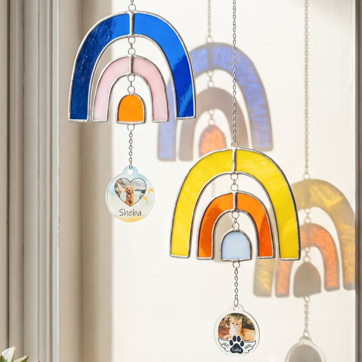 Personalized Rainbow Pet Memorial Stained Glass Suncatcher for Pet Memorial Keepsake Q30
