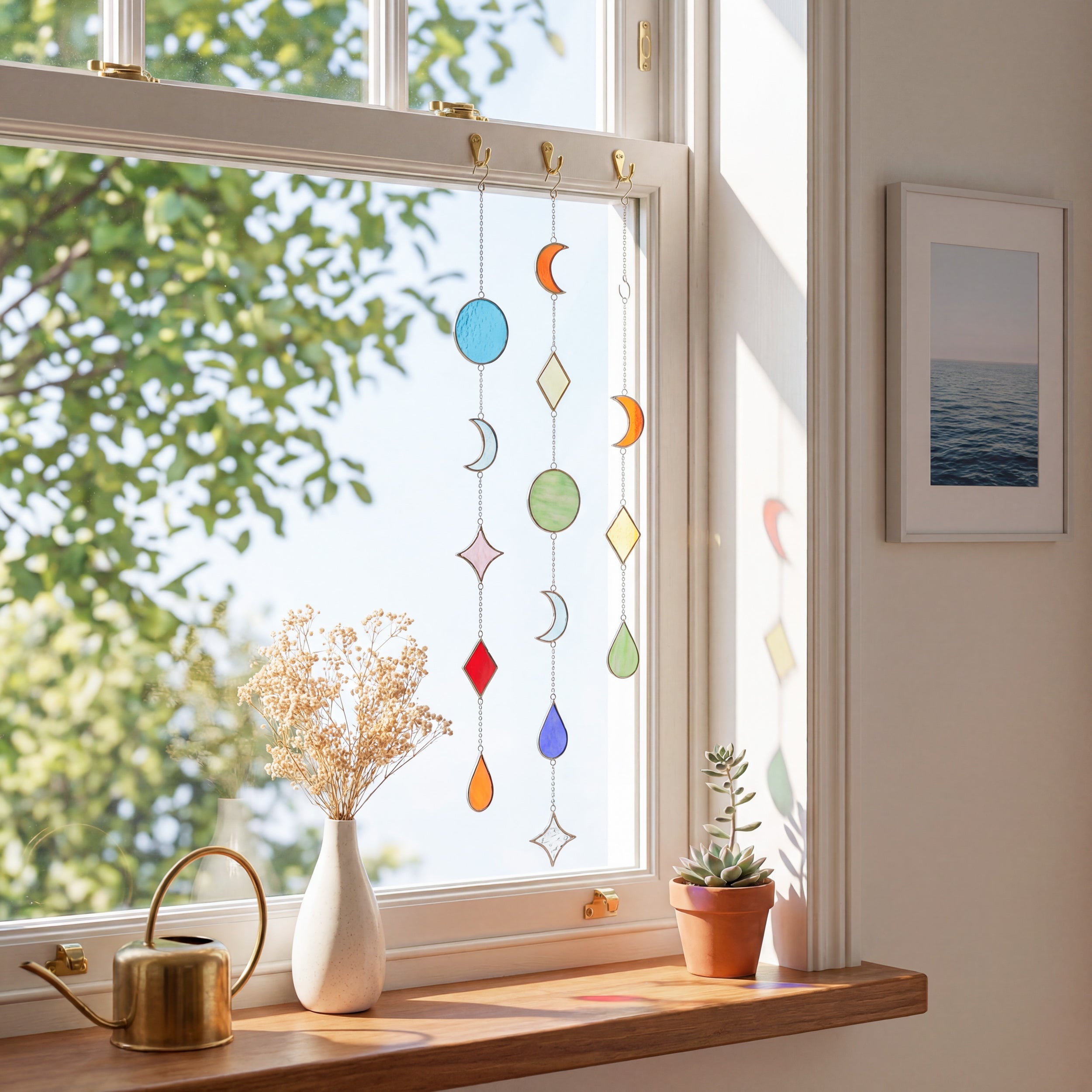 Stained Glass Garland Suncatcher for Glass wall decor, art Q21