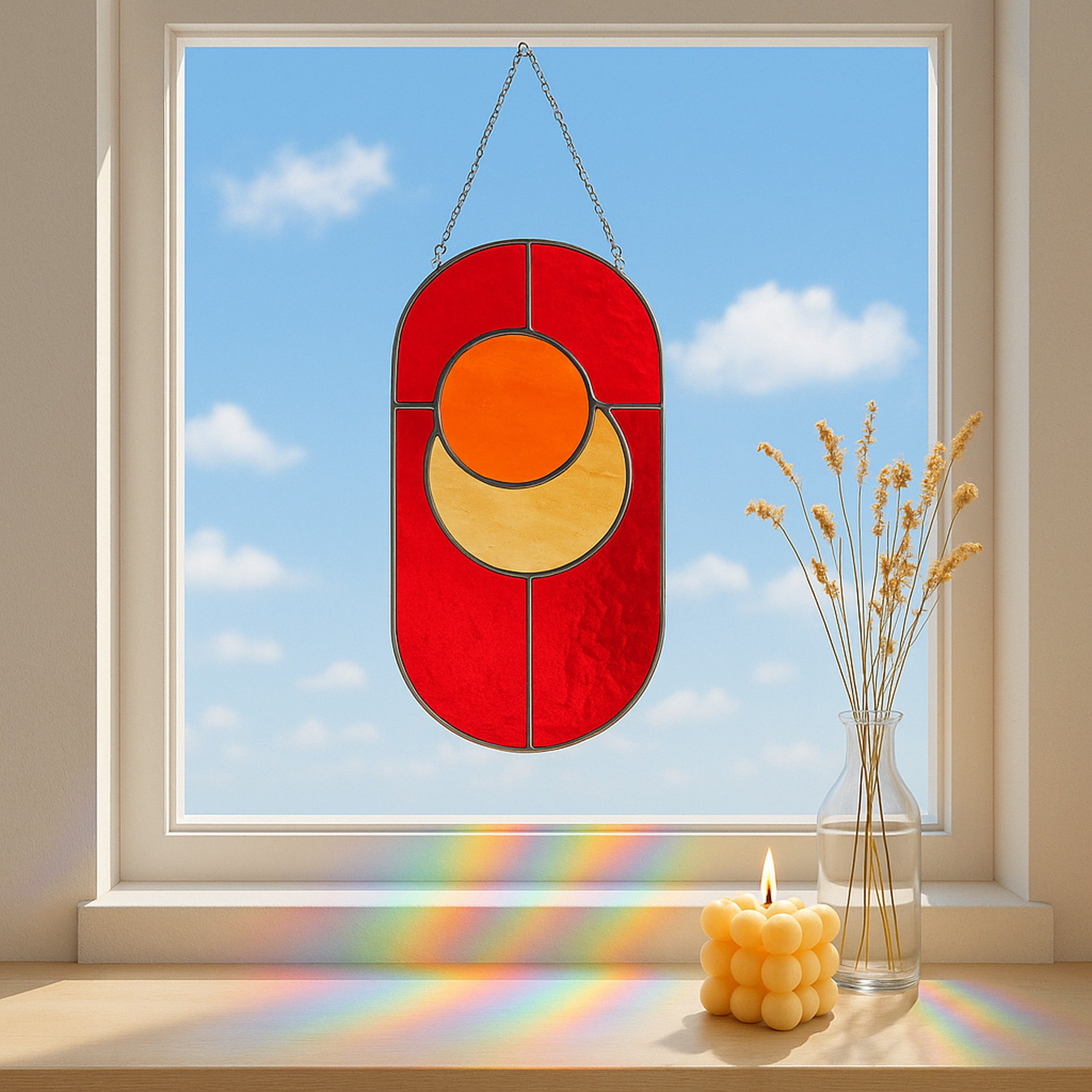 Stained Glass Abstract Suncatcher glass for Wall Decor F63