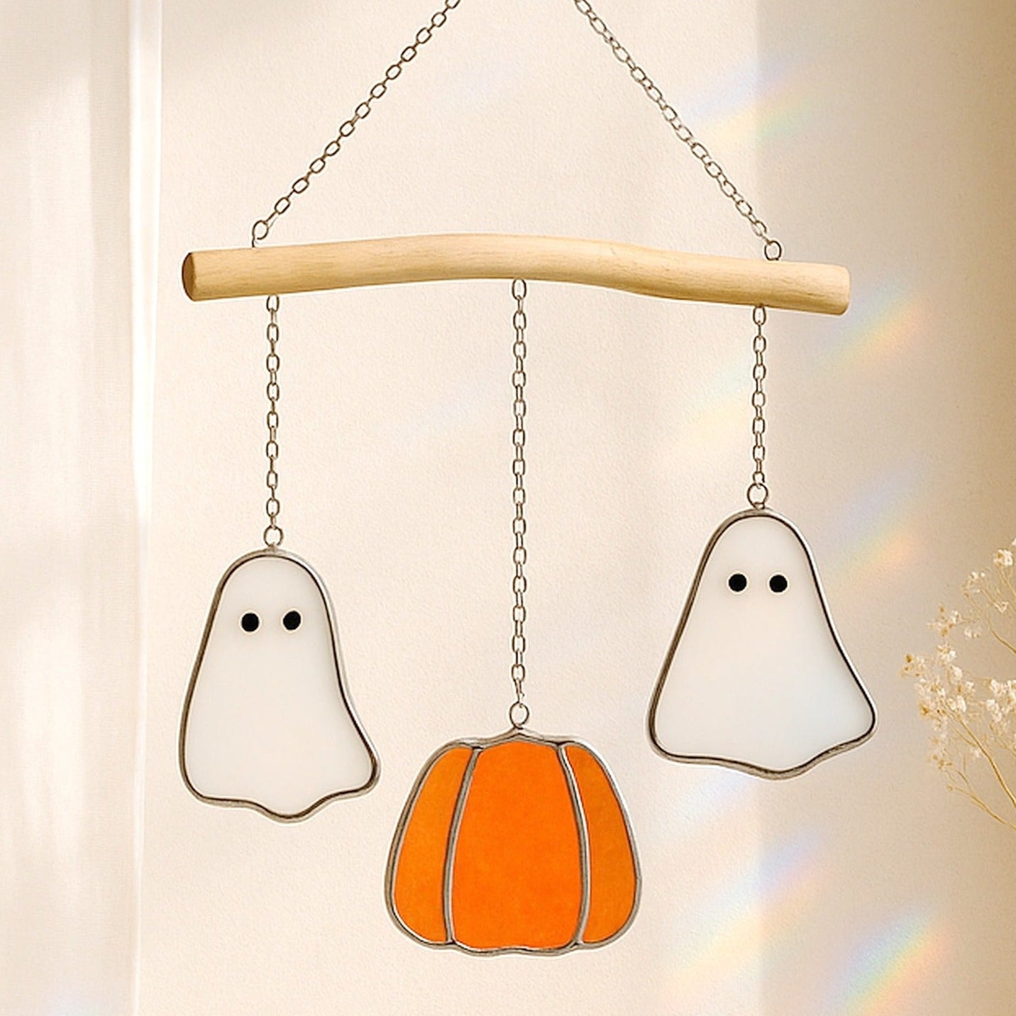 Stained Glass Ghost Wall Hanging Decor and Wall Hanging F74
