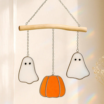 Stained Glass Ghost Wall Hanging Glass for Halloween Decor F74