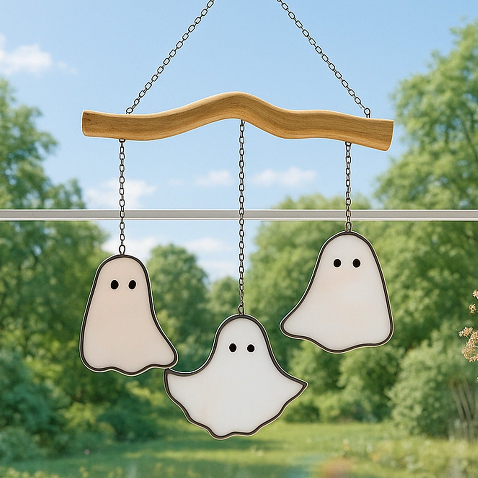 Stained Glass Ghost Wall Hanging Decor and Wall Hanging F74