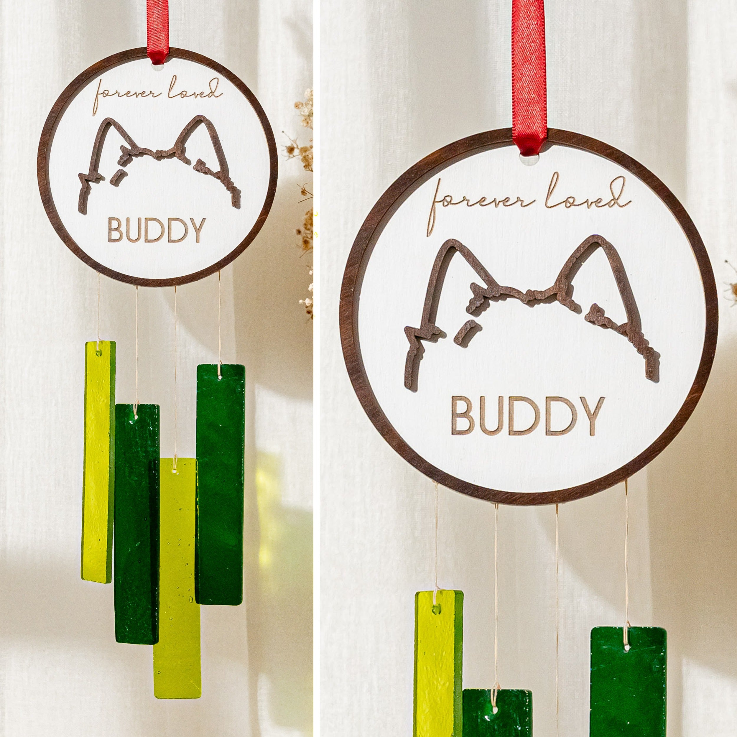 Pet Memorial Stained Glass Window Chime Decor and Memorial Gift F86