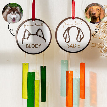 Pet Memorial Stained Glass Window Chime Glass for Pet Memorial F86
