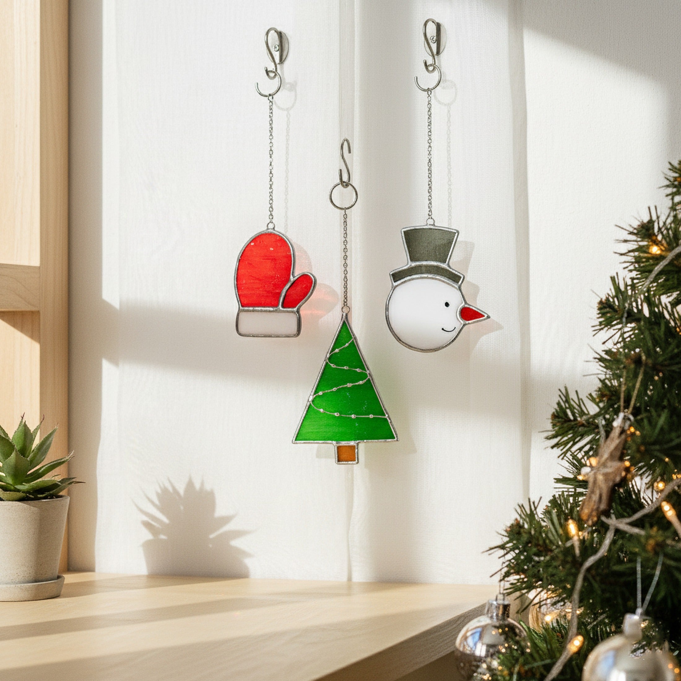 Stained Glass Christmas Ornaments, Christmas decorations for art F90