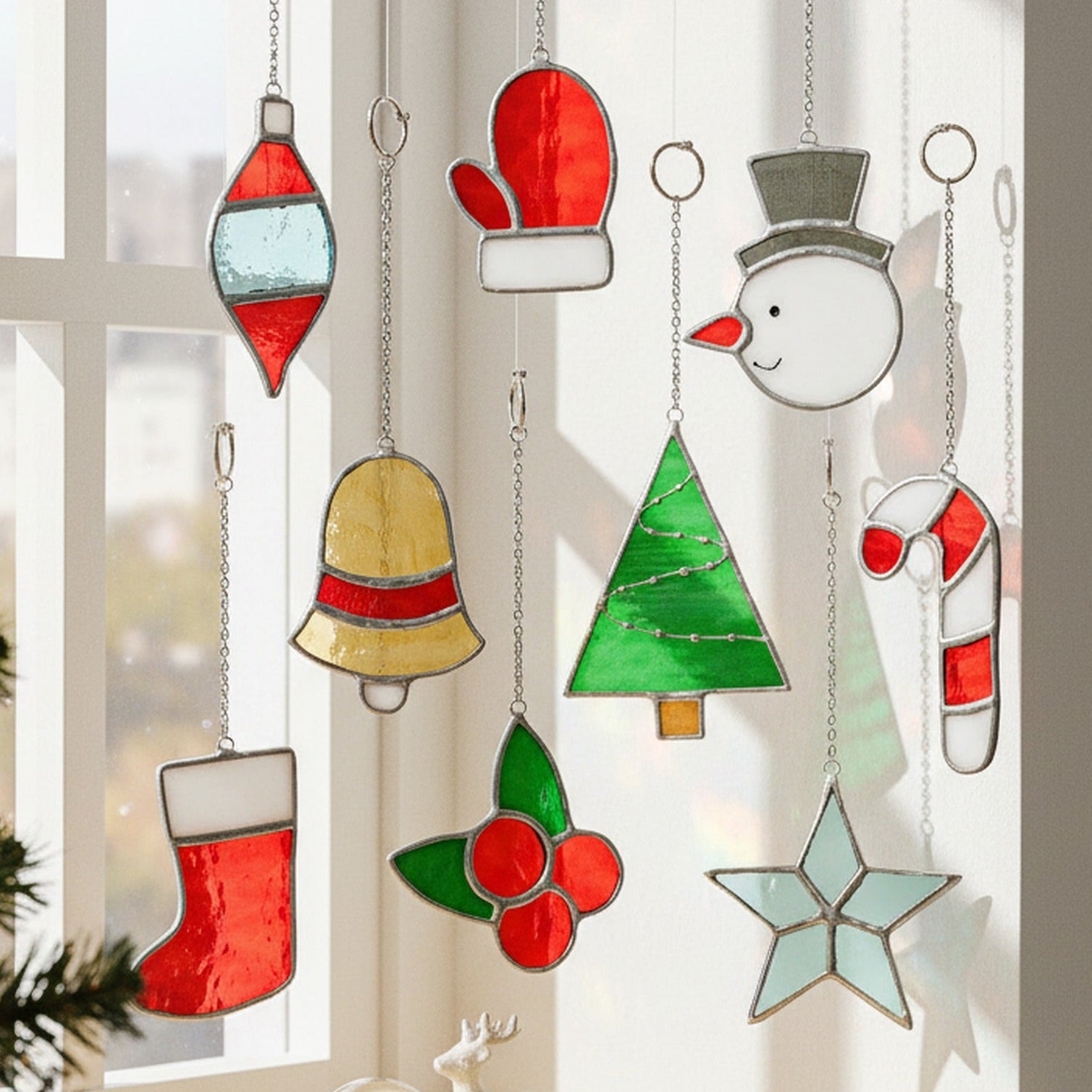 Stained Glass Christmas Ornaments, Christmas decorations for art F90