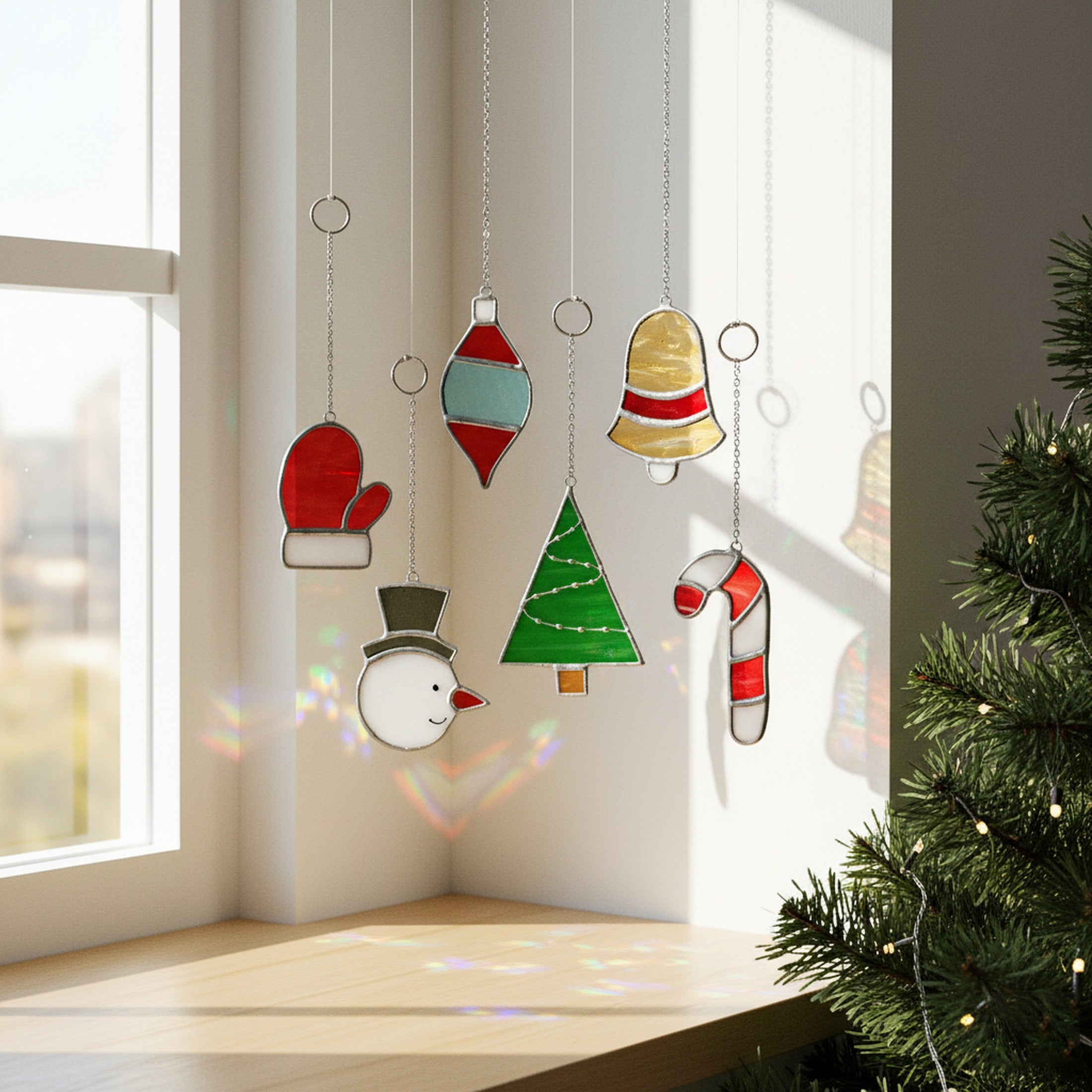 Stained Glass Christmas Ornaments for Christmas decorations, art F90