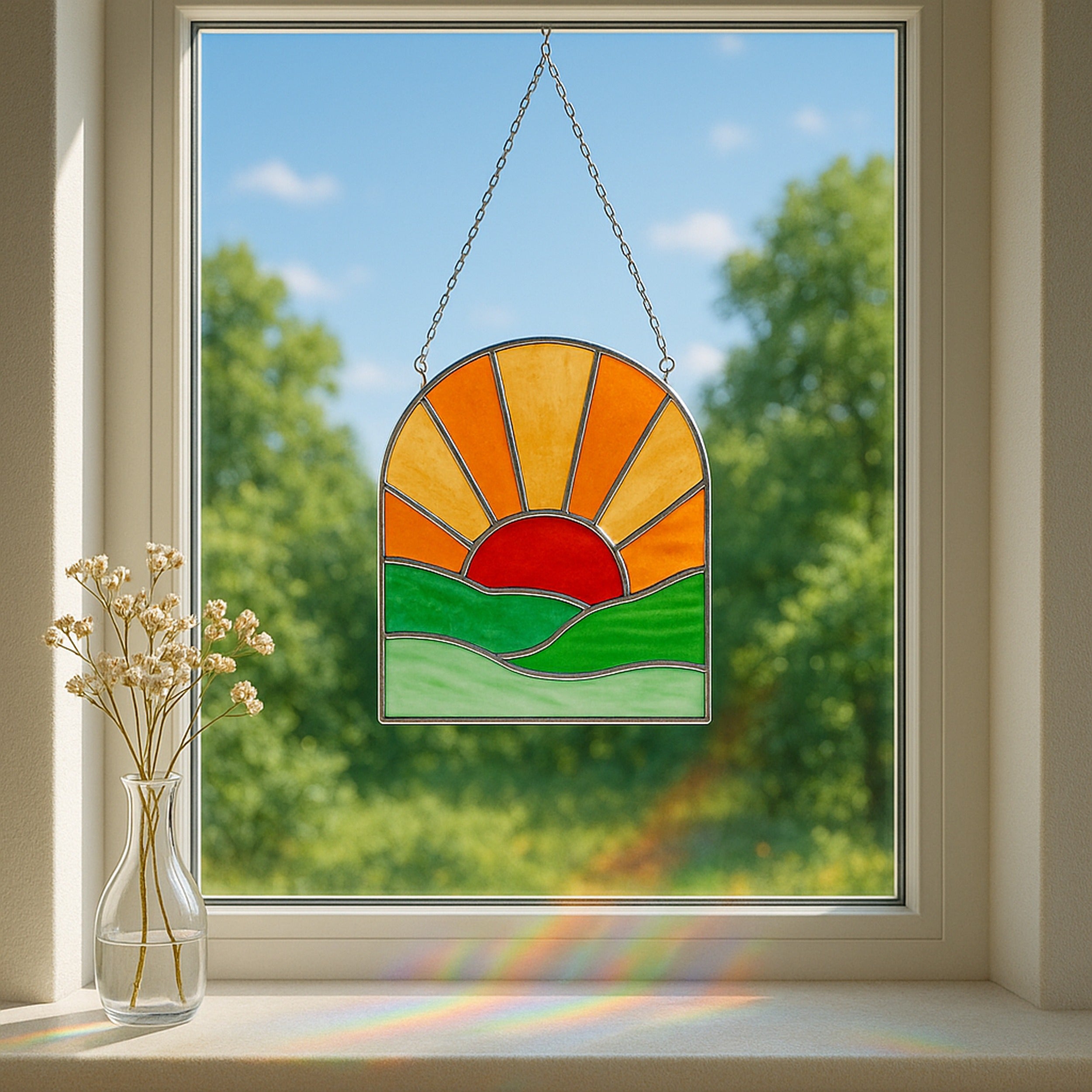 Stained Glass Sun Suncatcher and Bohemian Home Decor F93