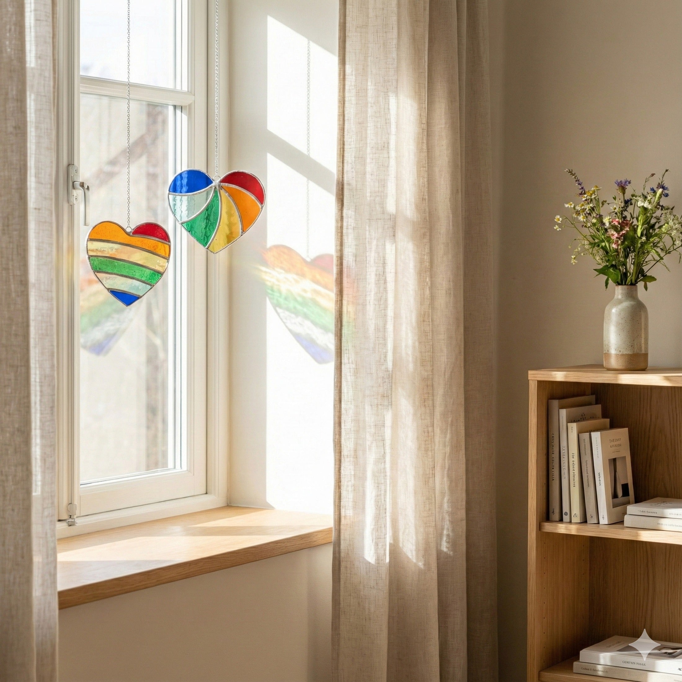 Heart Shaped Rainbow Suncatcher for Window decor Q26