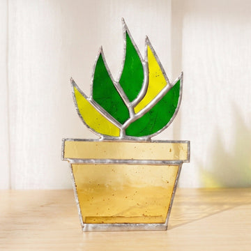 Stained Glass Cactus Decor, Colorful desert accent F50