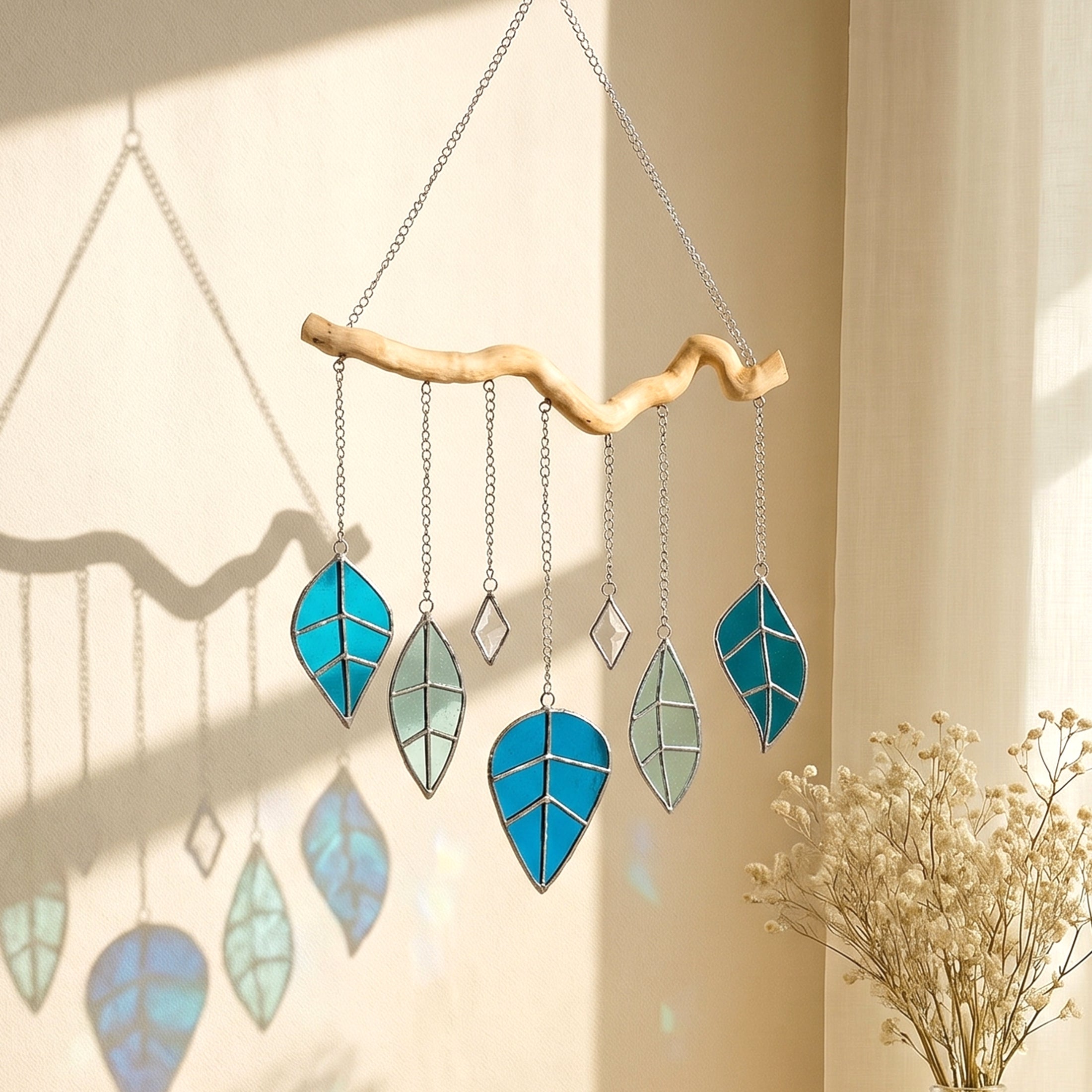 Stained Glass Wind Chime Decor, Beautiful wind chimes F26