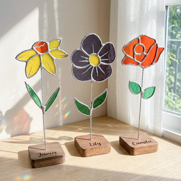 Stained Glass Flower Table Decor glass for Home Ornaments Q31