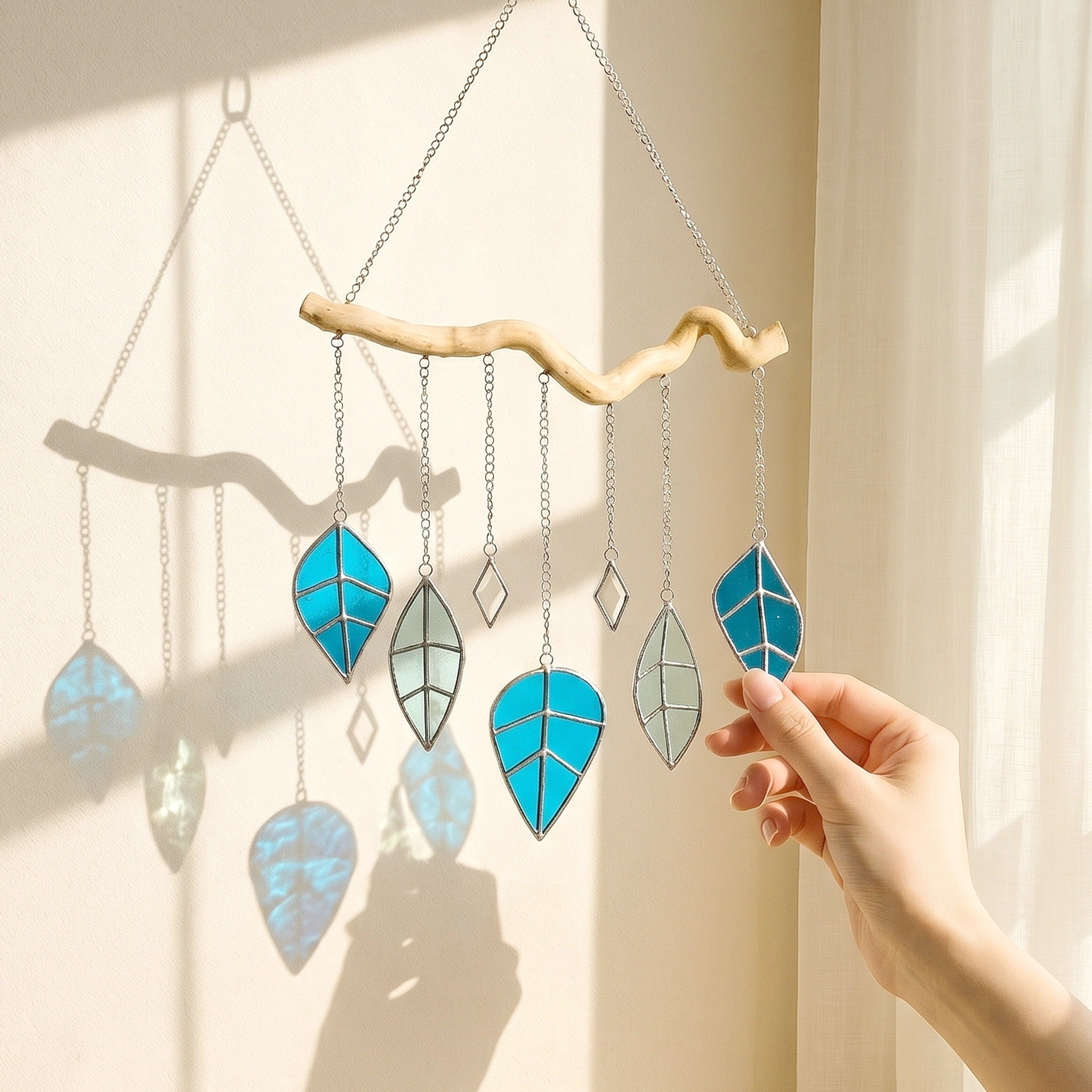 Stained Glass Wind Chime Decor, Beautiful wind chimes F26