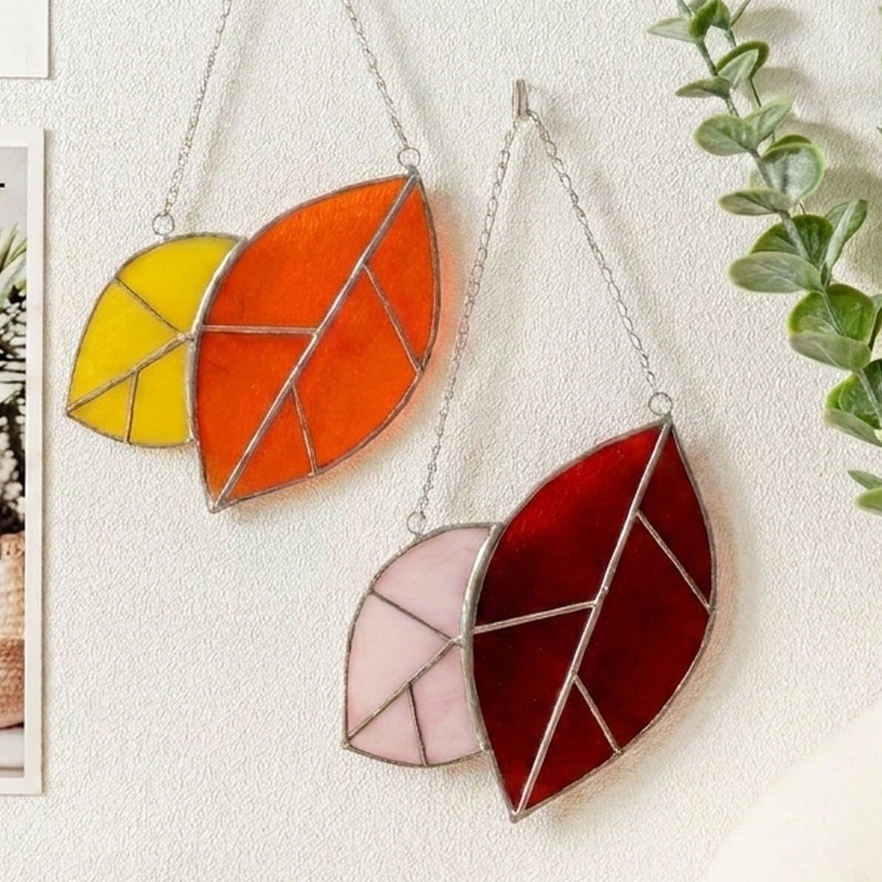 Leaves Stained Glass for Tropical style art, boho F31