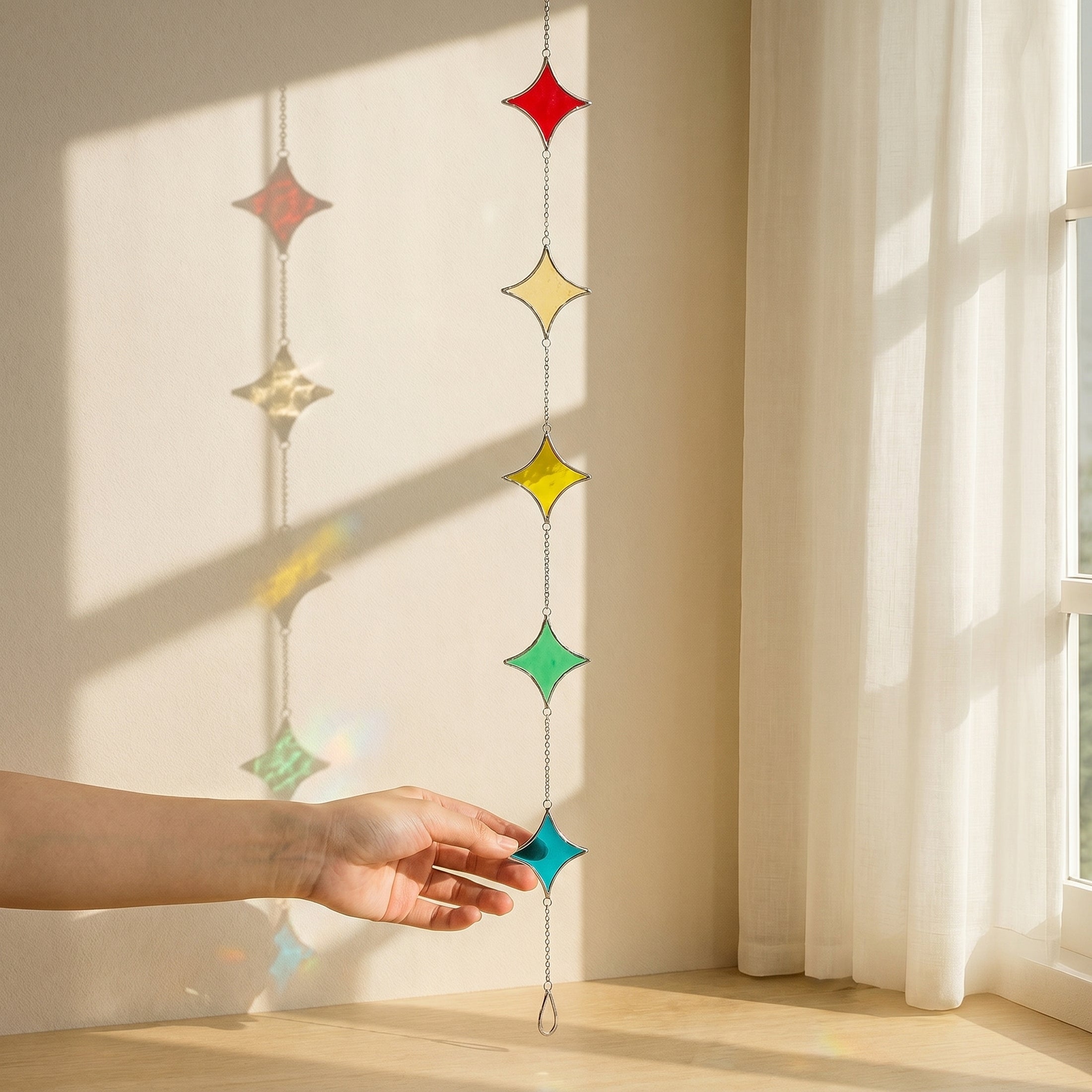Stained Glass Garland Suncatcher for Glass wall decor, art Q22