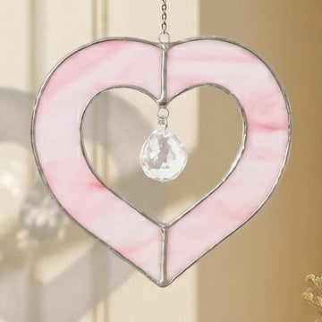 Heart Shaped Stained Glass Suncatcher Decor for Modern Spaces Q27