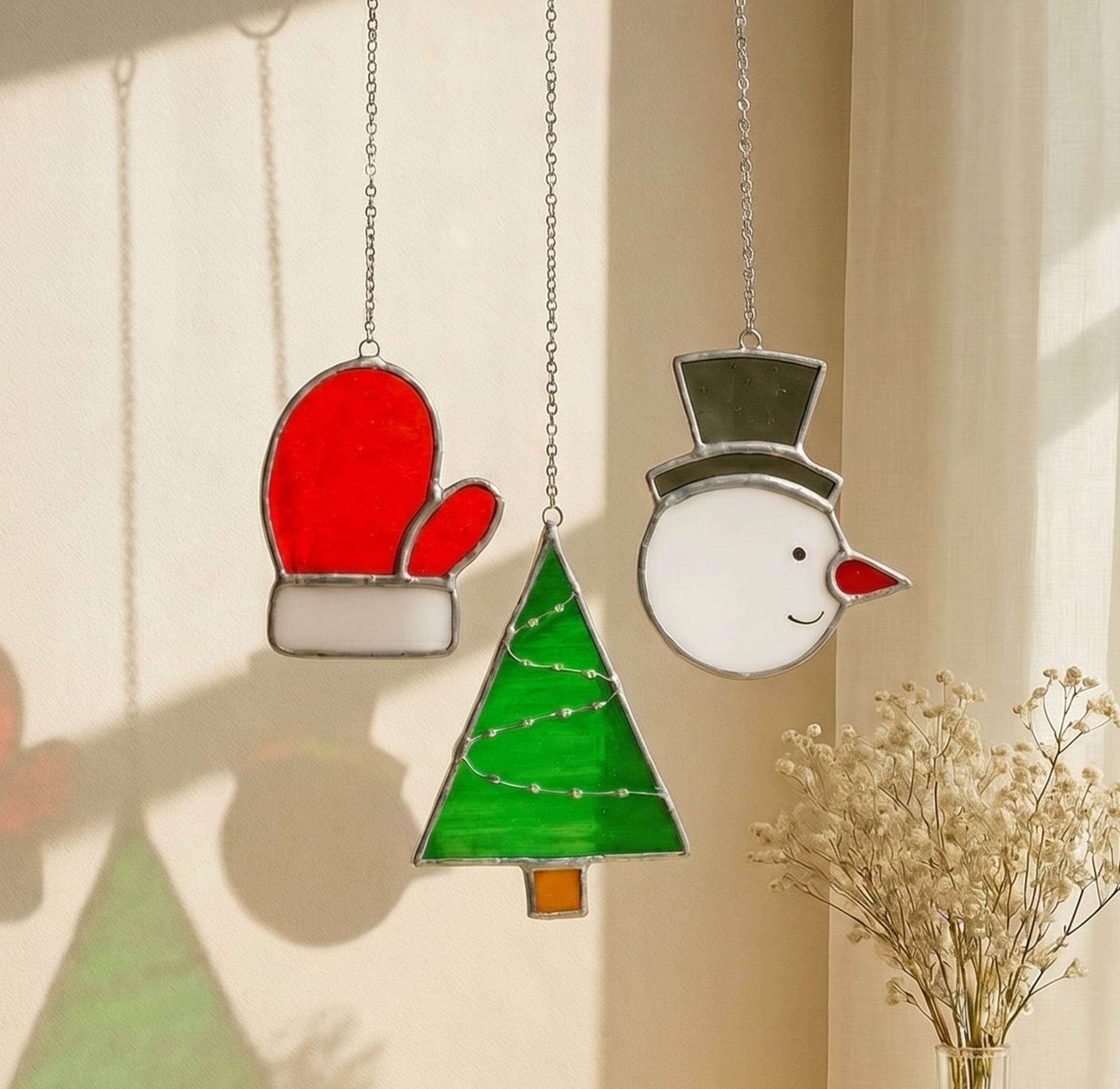 Stained Glass Christmas Ornaments, Christmas decorations for art F90