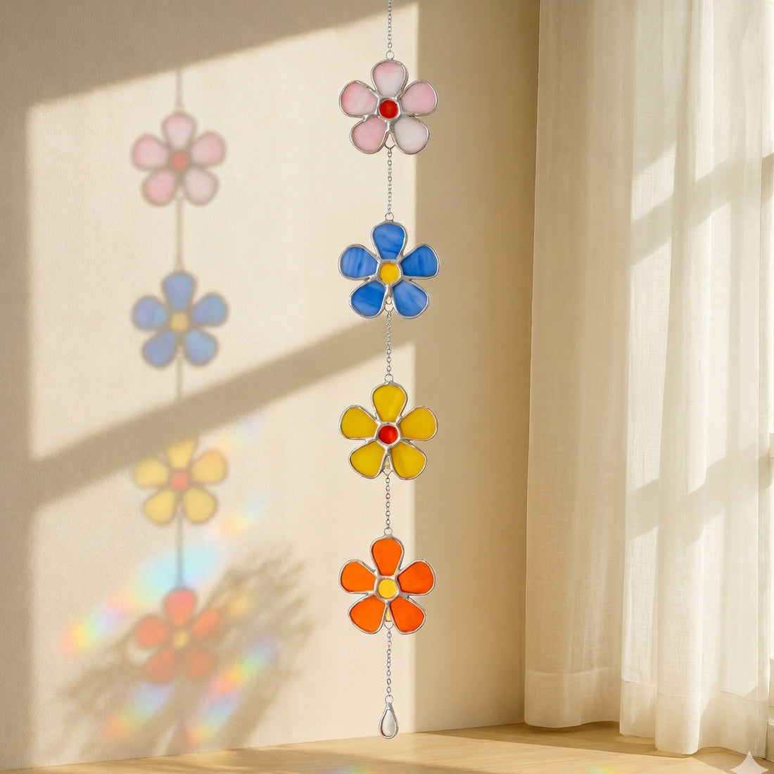 Stained Glass Flower Garland Glass for Art Glass Wall Art F95
