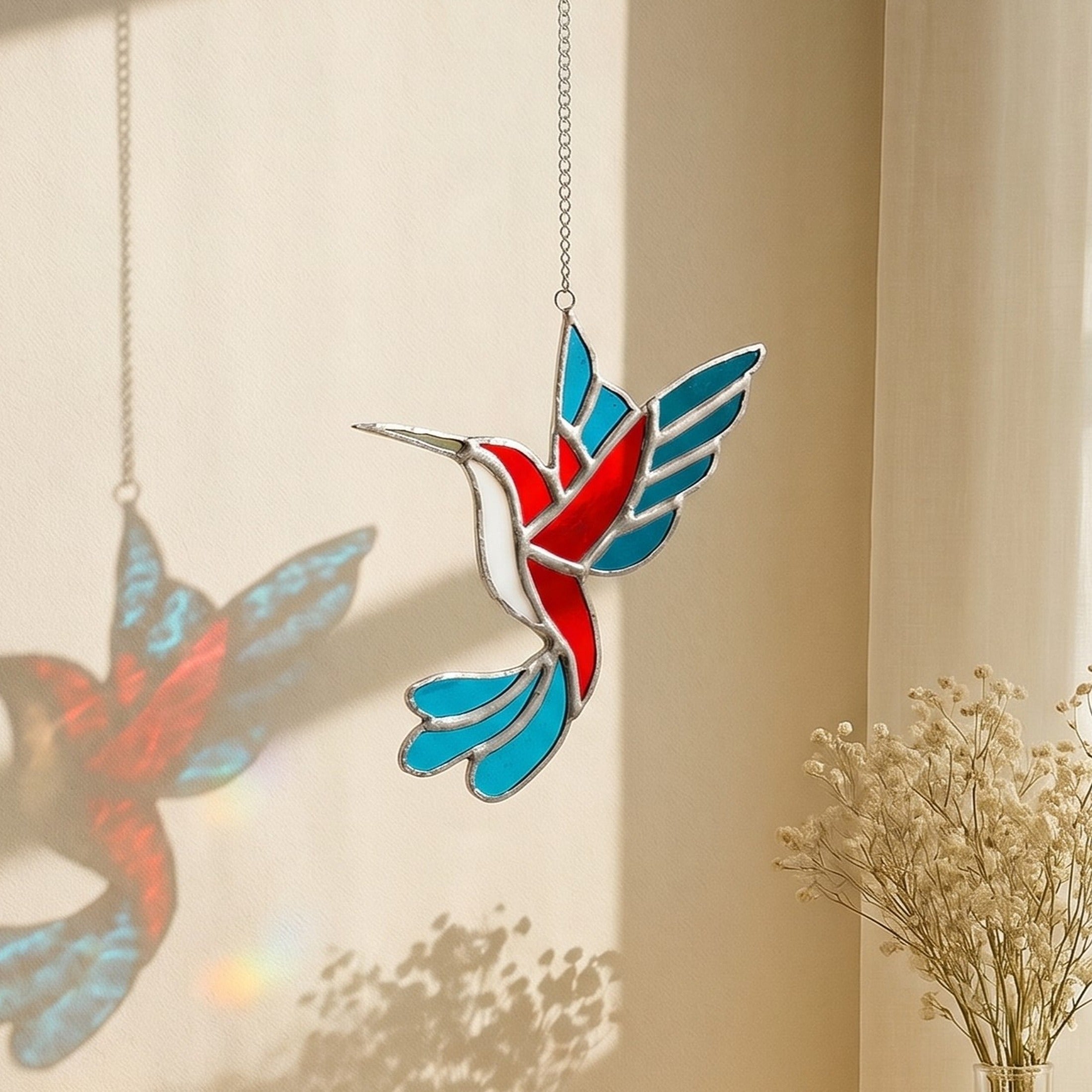 Hummingbird Stained Glass Suncatcher Glass and Glass Windows F35