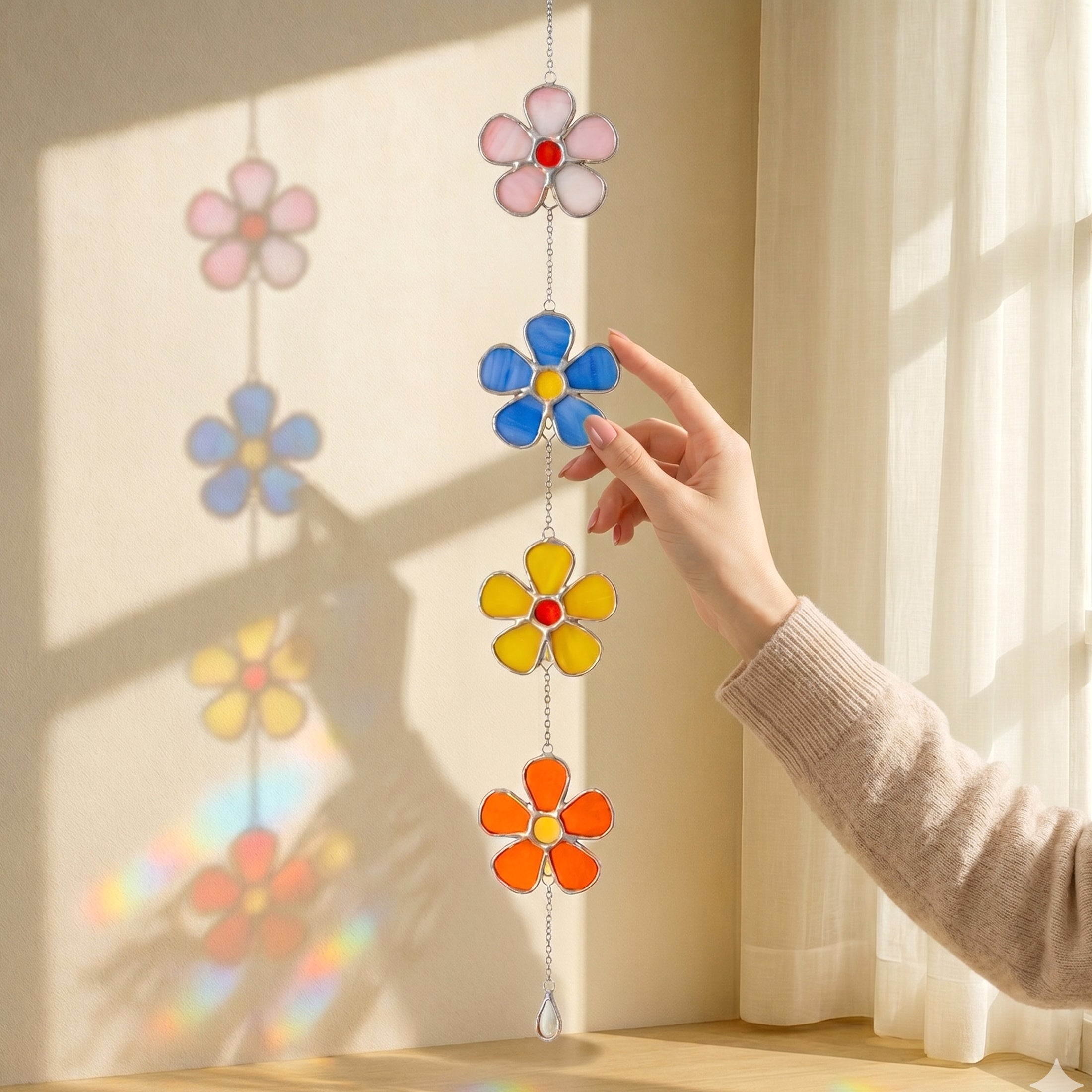 Stained Glass Flower Garland Glass for Suncatcher Stained Glass F95