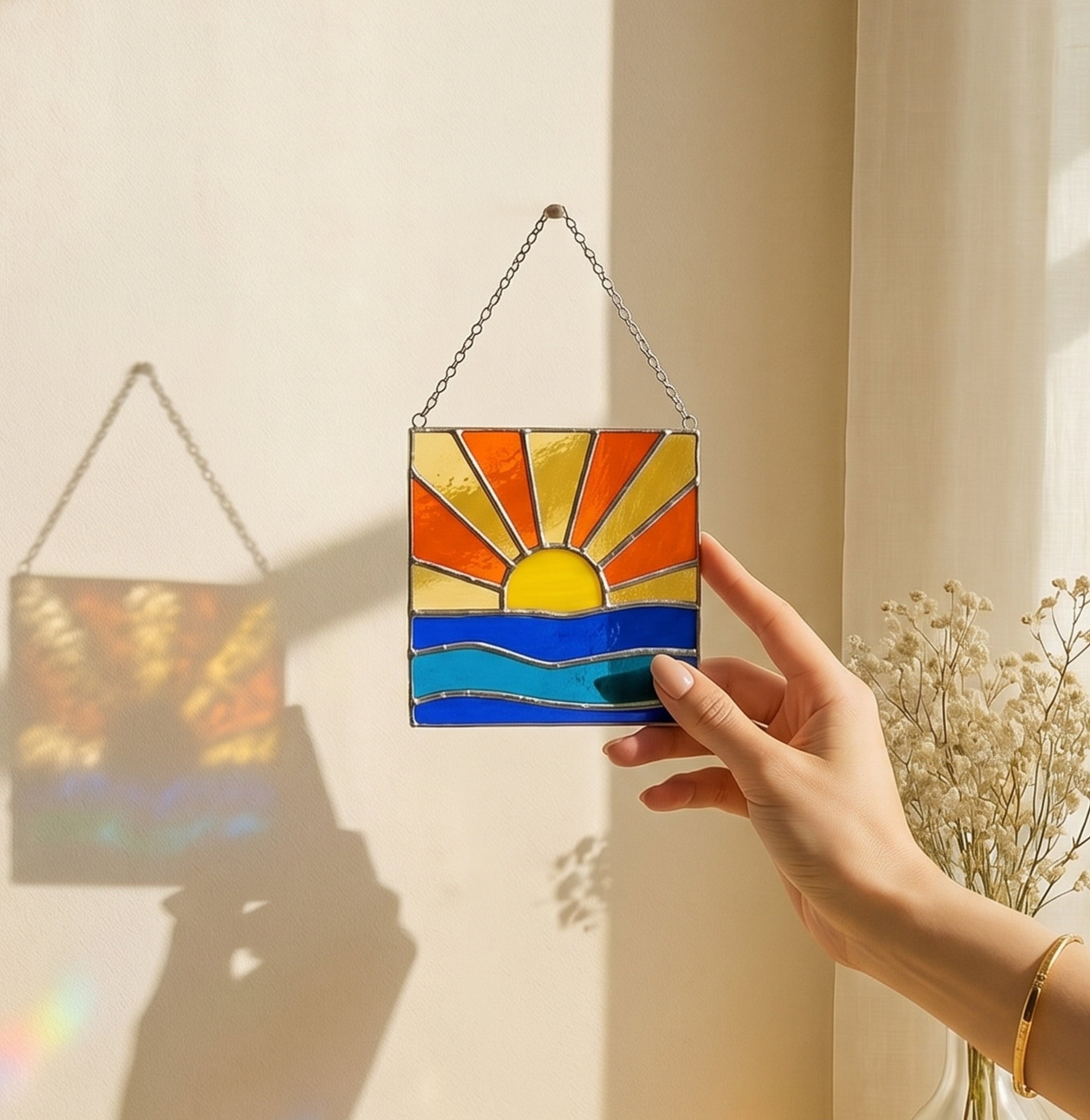 Stained Glass Sunrise Suncatcher Glass for Suncatcher Stained Glass F25