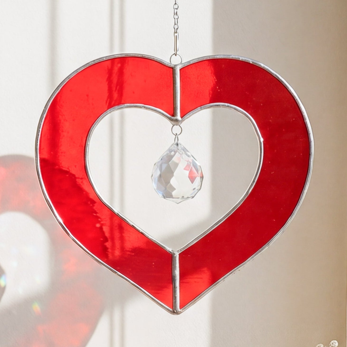 Heart Shaped Stained Glass Suncatcher Decor for Couples Q27