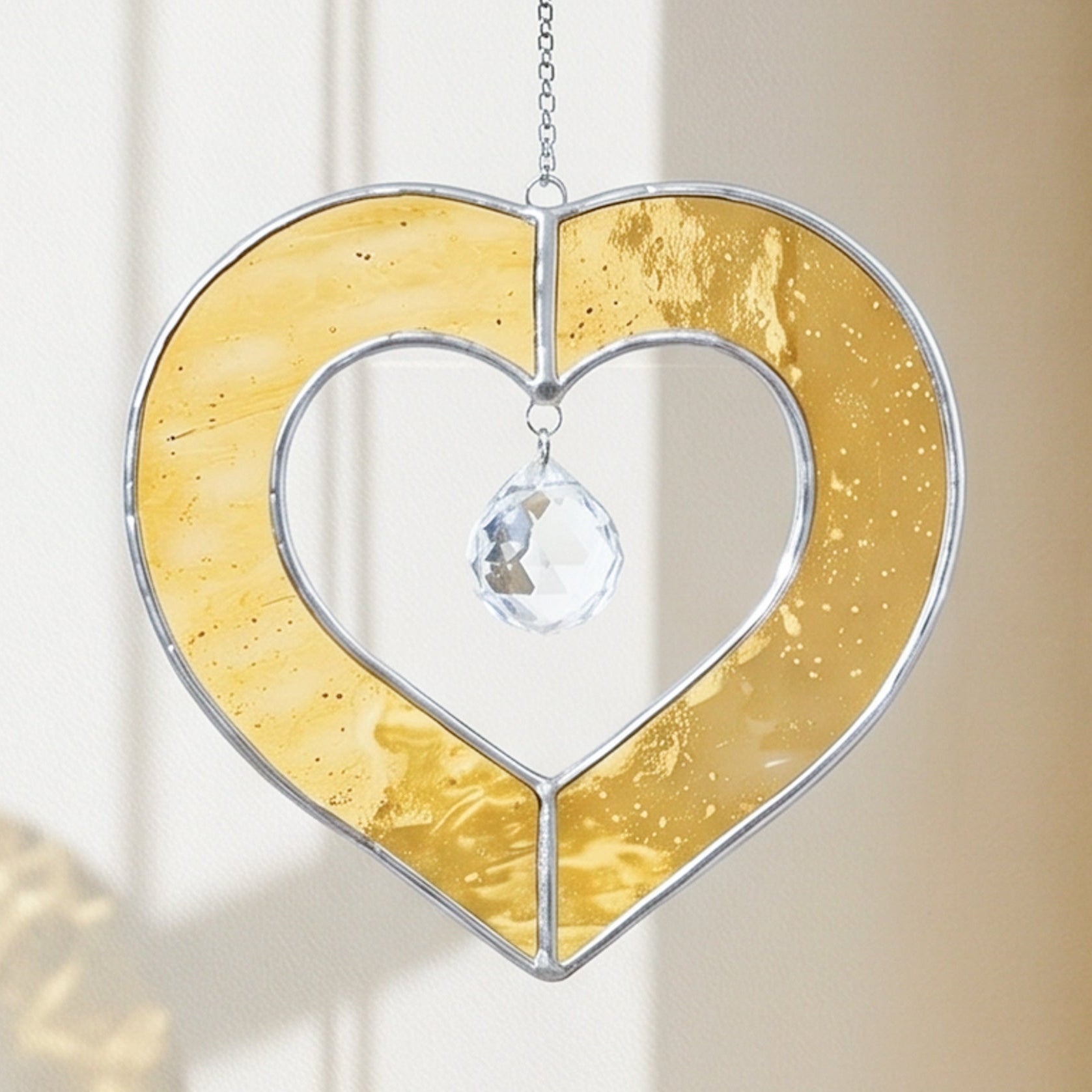 Heart Shaped Stained Glass Suncatcher Decor for Couples Q27