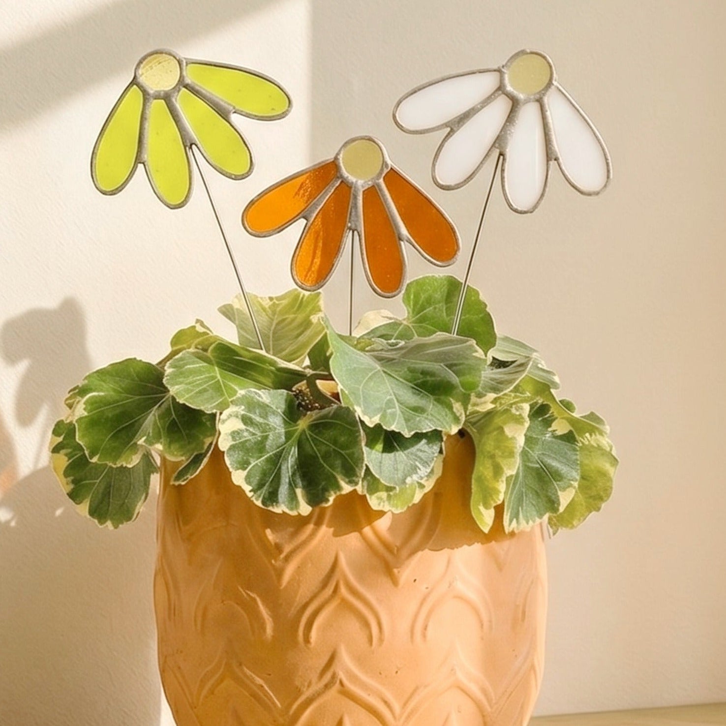 Stained Glass Flower Plant Stakes for Garden Plant Support Q07