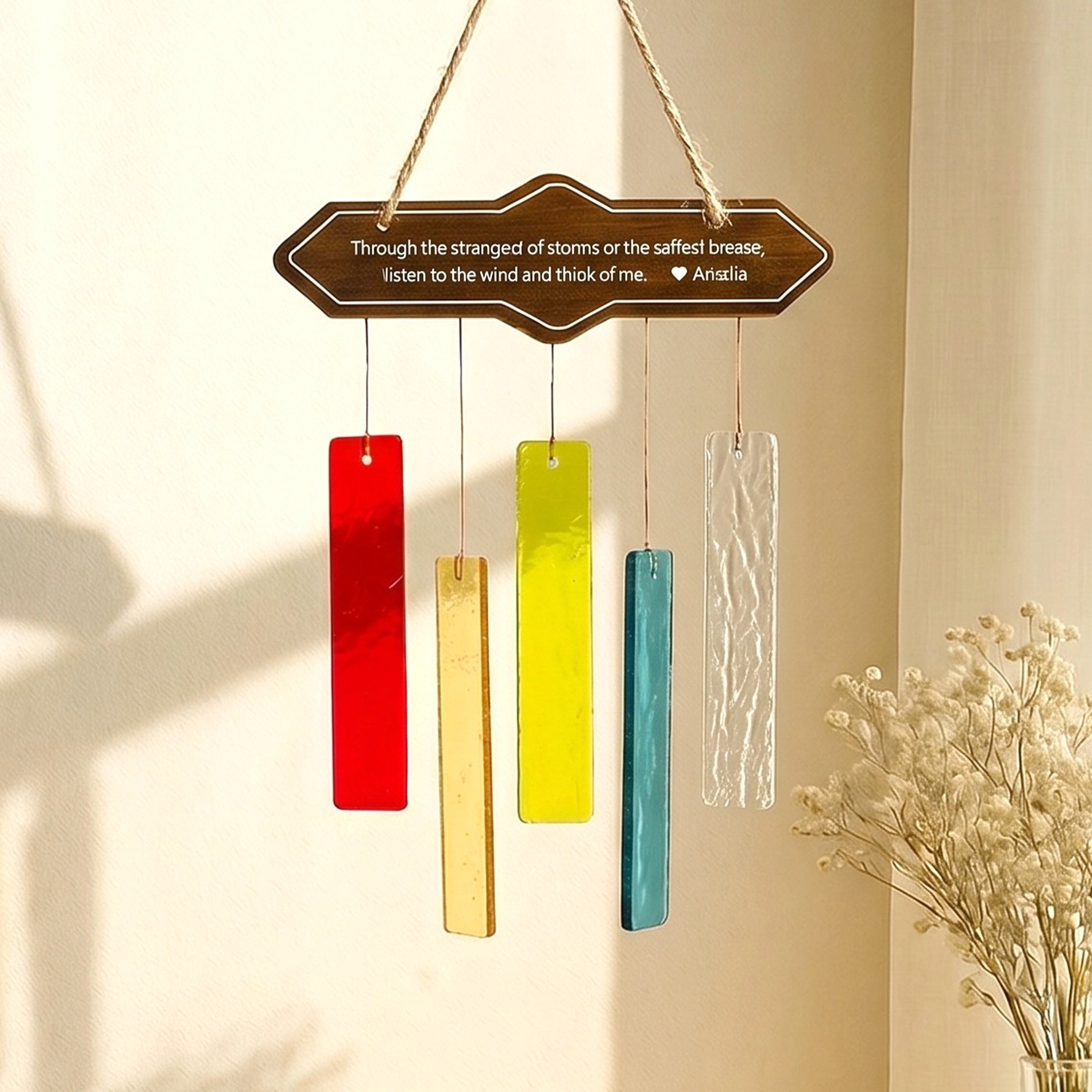 Personalized Stained Glass Wind Chime, Boho style home F66