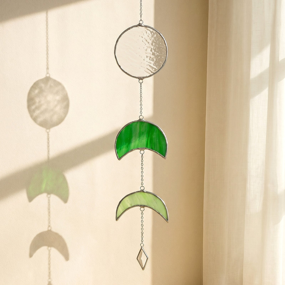 Stained Glass Moon Phase Hanging Decor for Window Clings Stained Glass F14