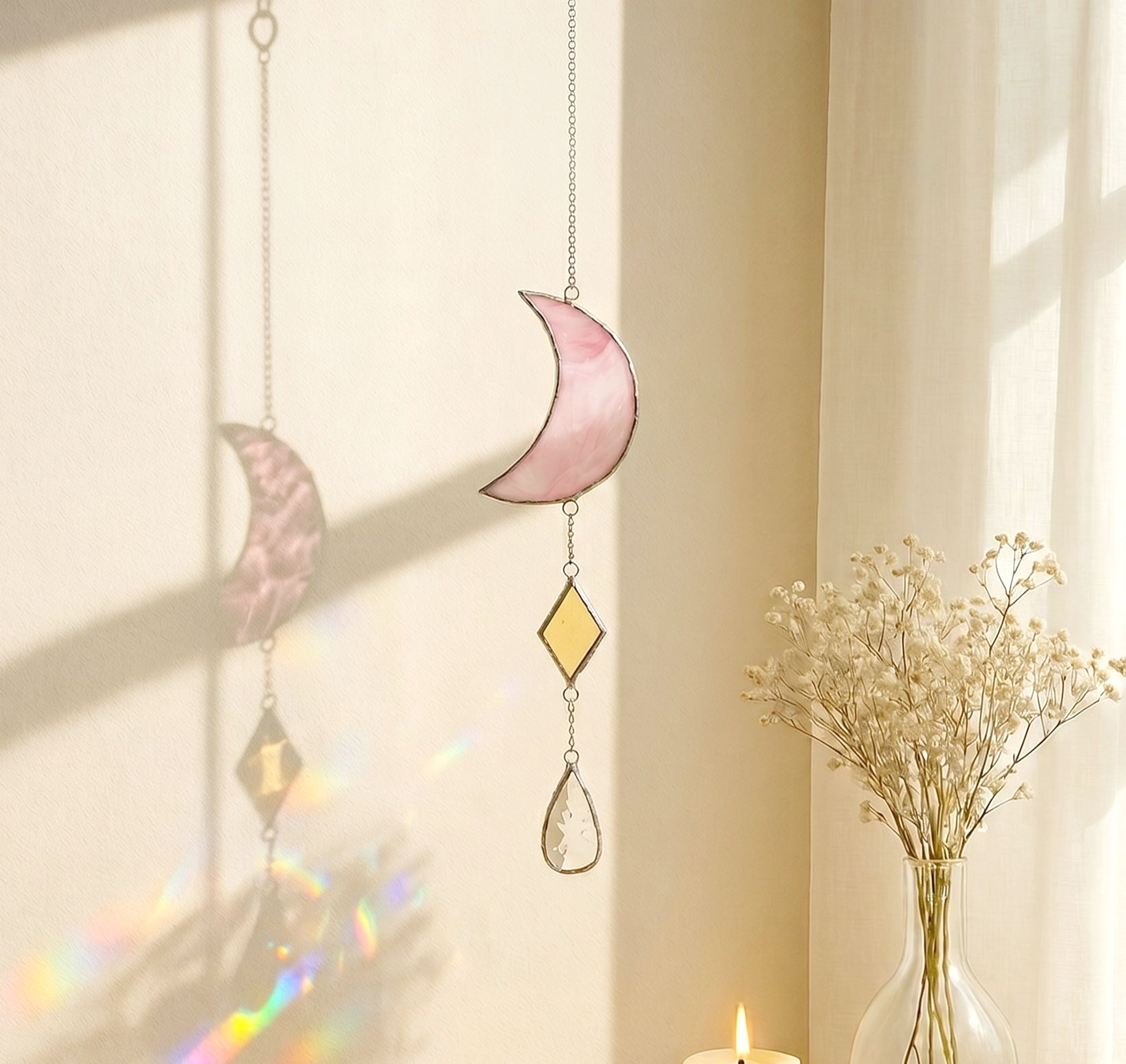 Moon Stained Glass Suncatcher for Stained glass window F38