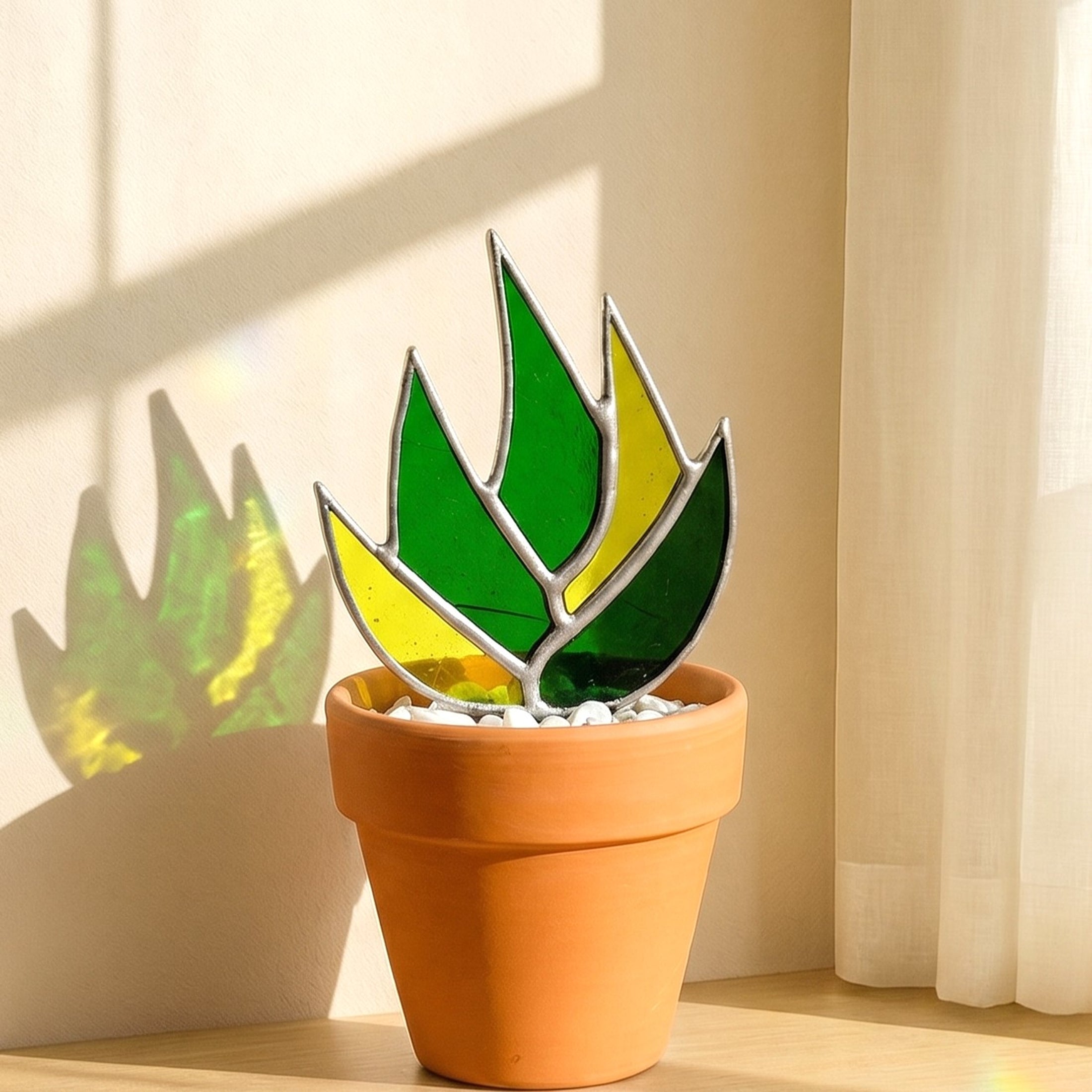 Cactus Stained Glass Plant Stakes for Plant decor F48