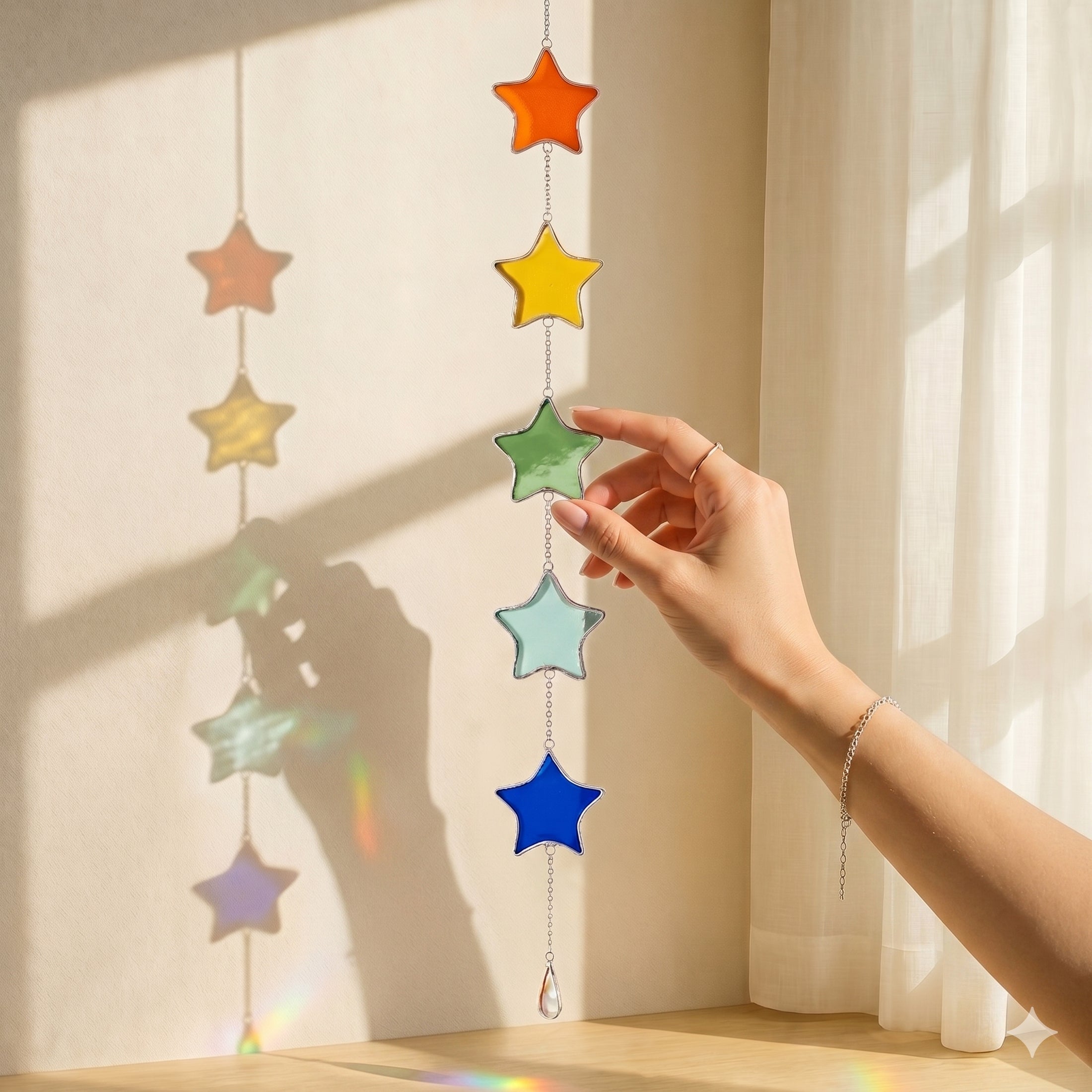 Star Stained Glass Garland glass for Garland Decor Q10