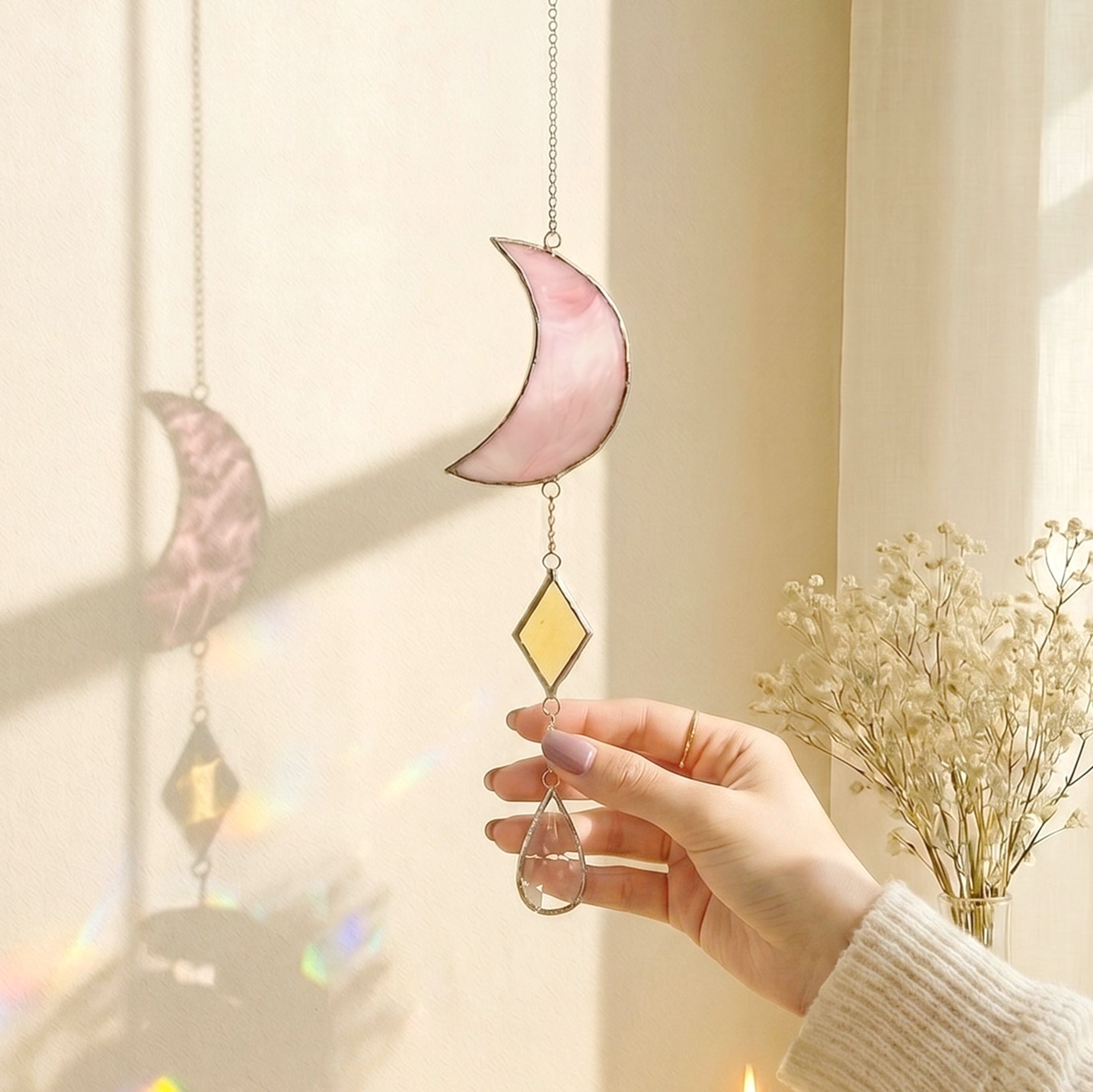 Moon Stained Glass Suncatcher for Stained glass window F38